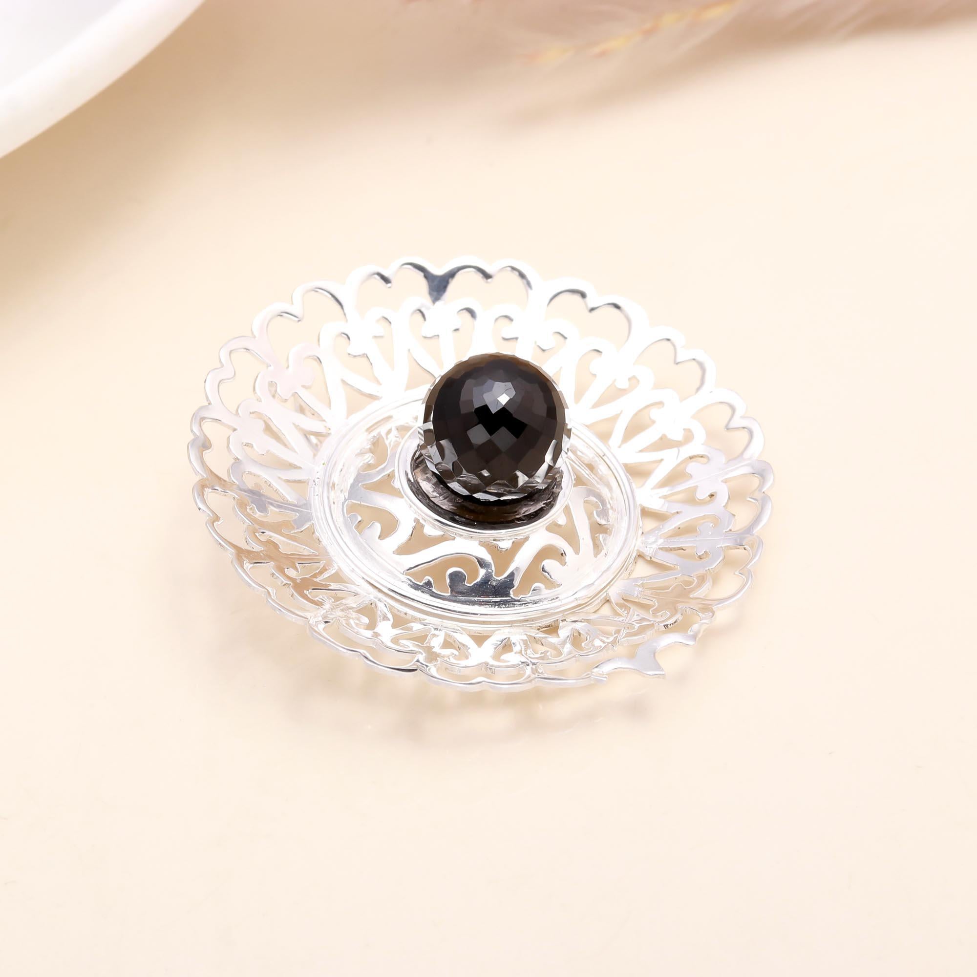 925 Sterling Silver Filigree Smoky Quartz Boho Pendant