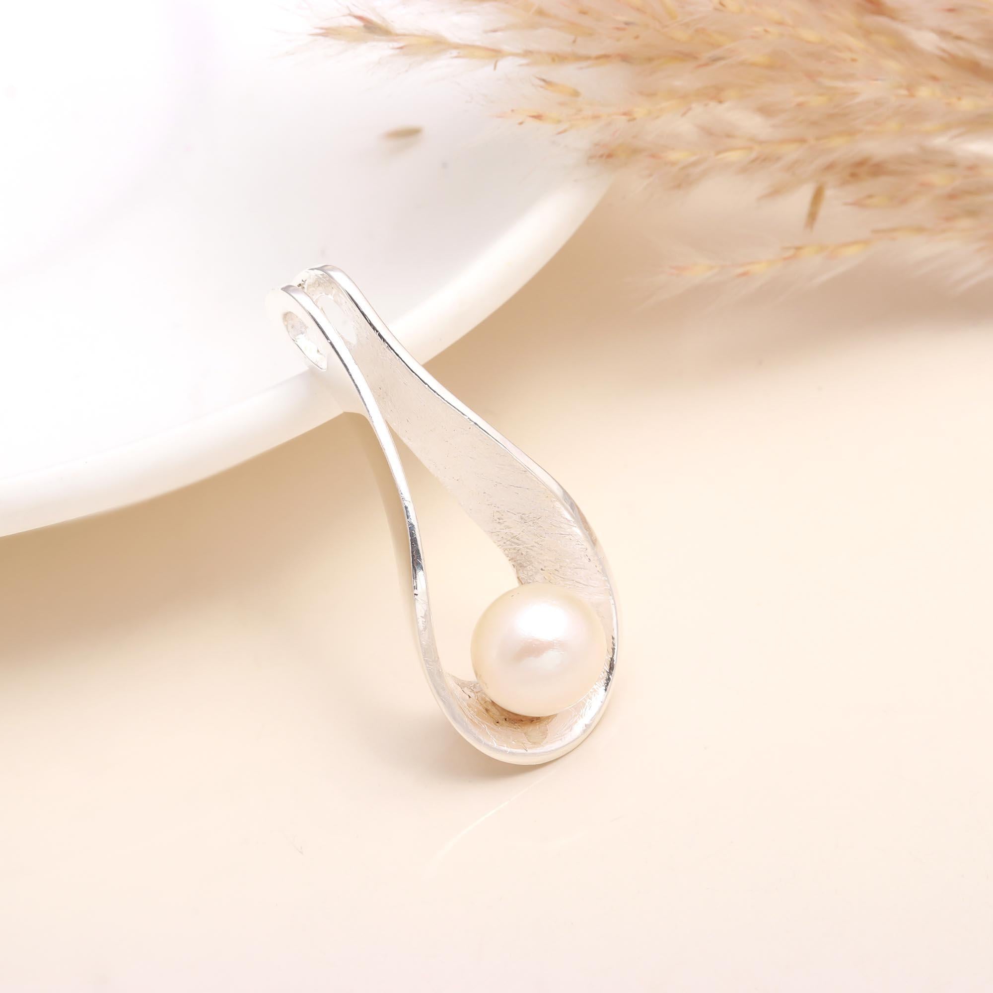 Sterling Silver Natural Freshwater Pearl Teardrop Pendant