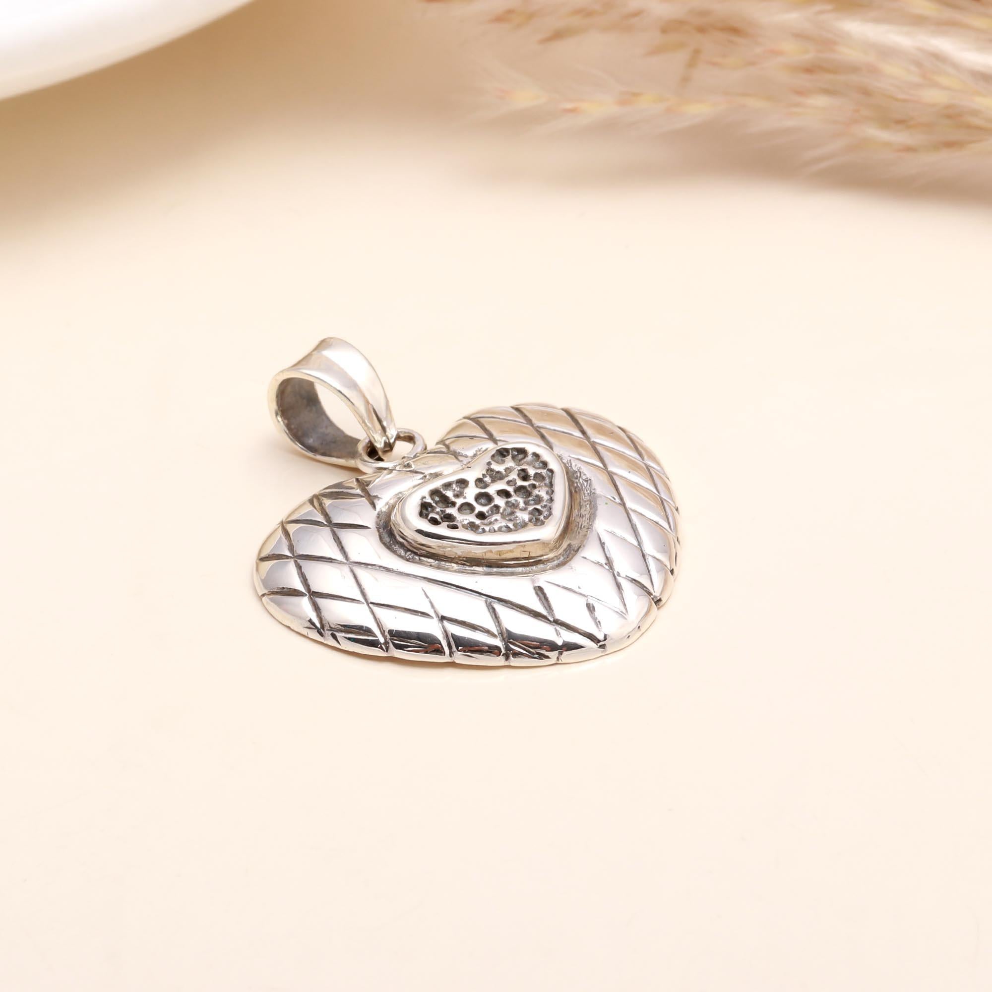 925 Sterling Silver Textured Heart Pendant