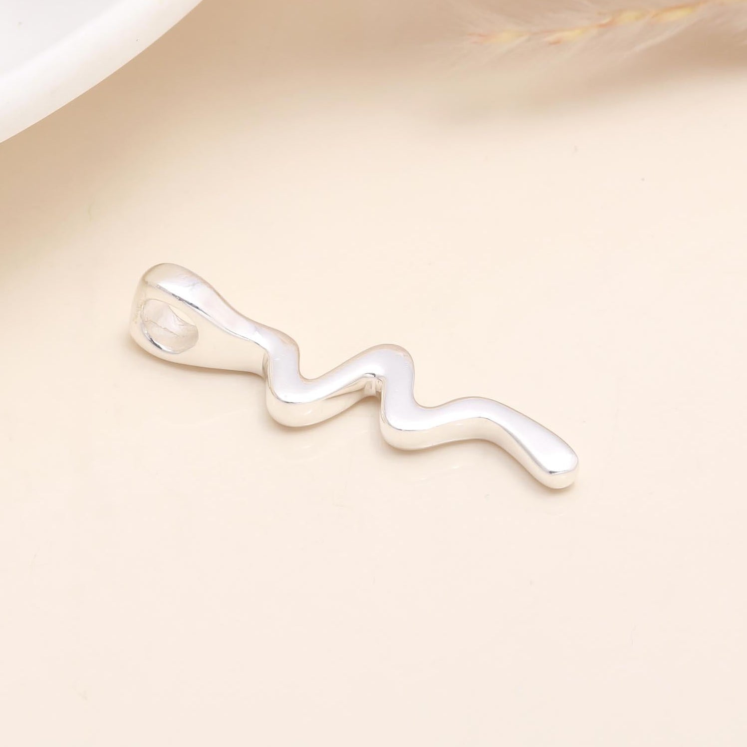 The Silver Current: Abstract Sterling Silver Wave Pendant