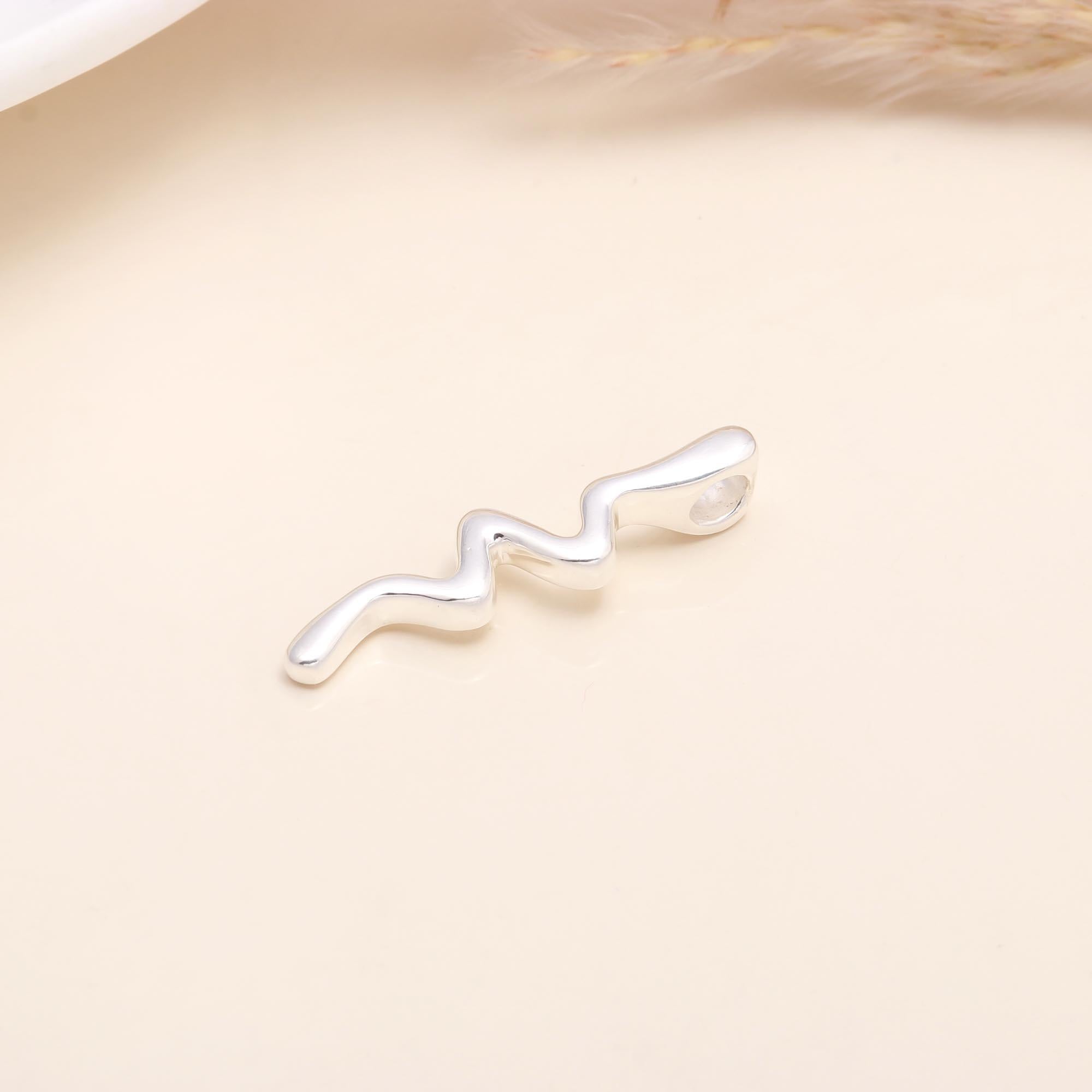 925 Sterling Silver Modern Abstract Wave Pendant