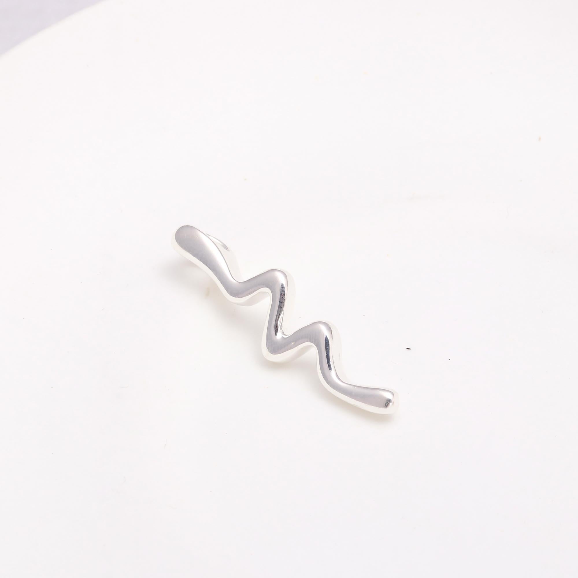 The Silver Current: Abstract Sterling Silver Wave Pendant