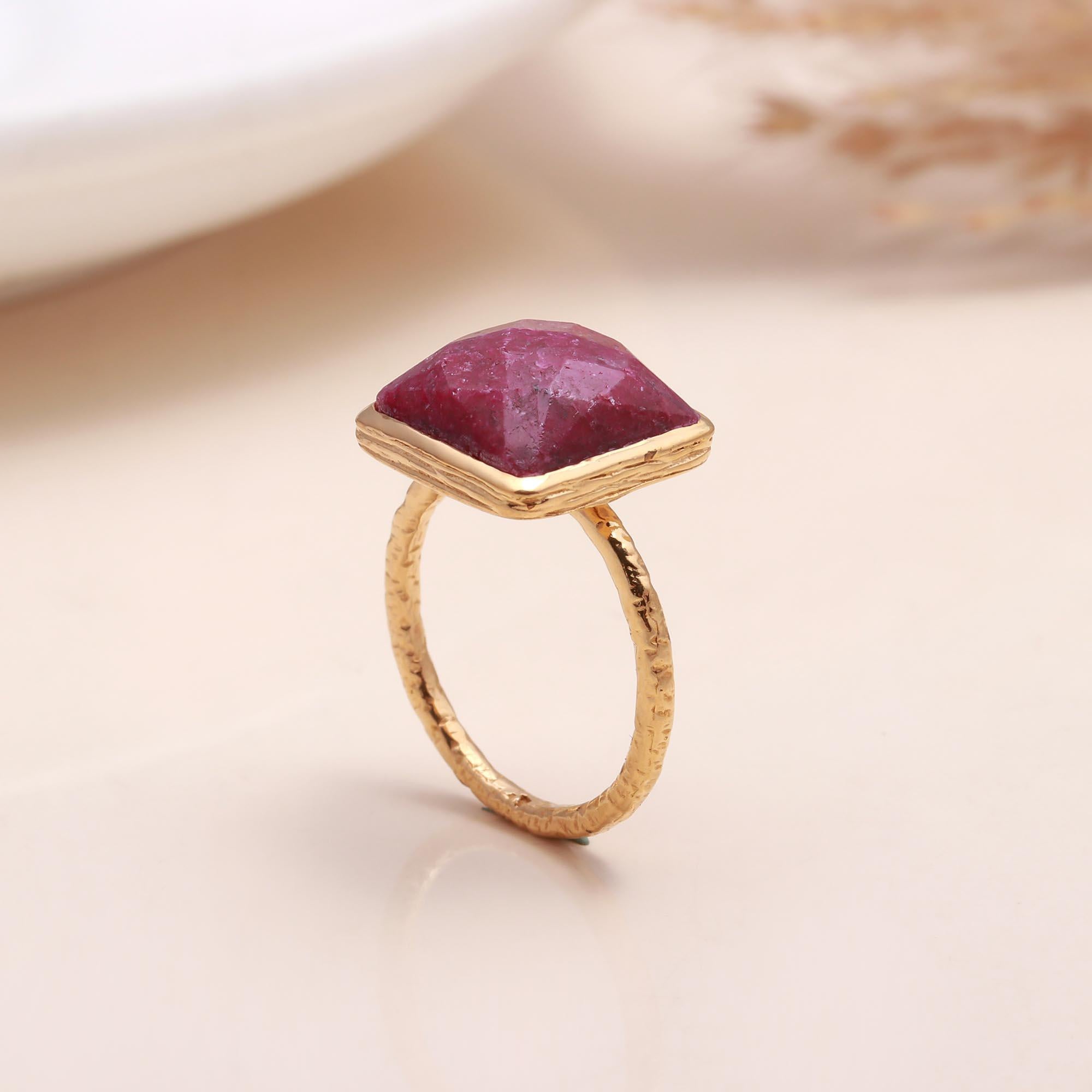 The Rustic Pyramid: Gold Sugarloaf Ruby Ring