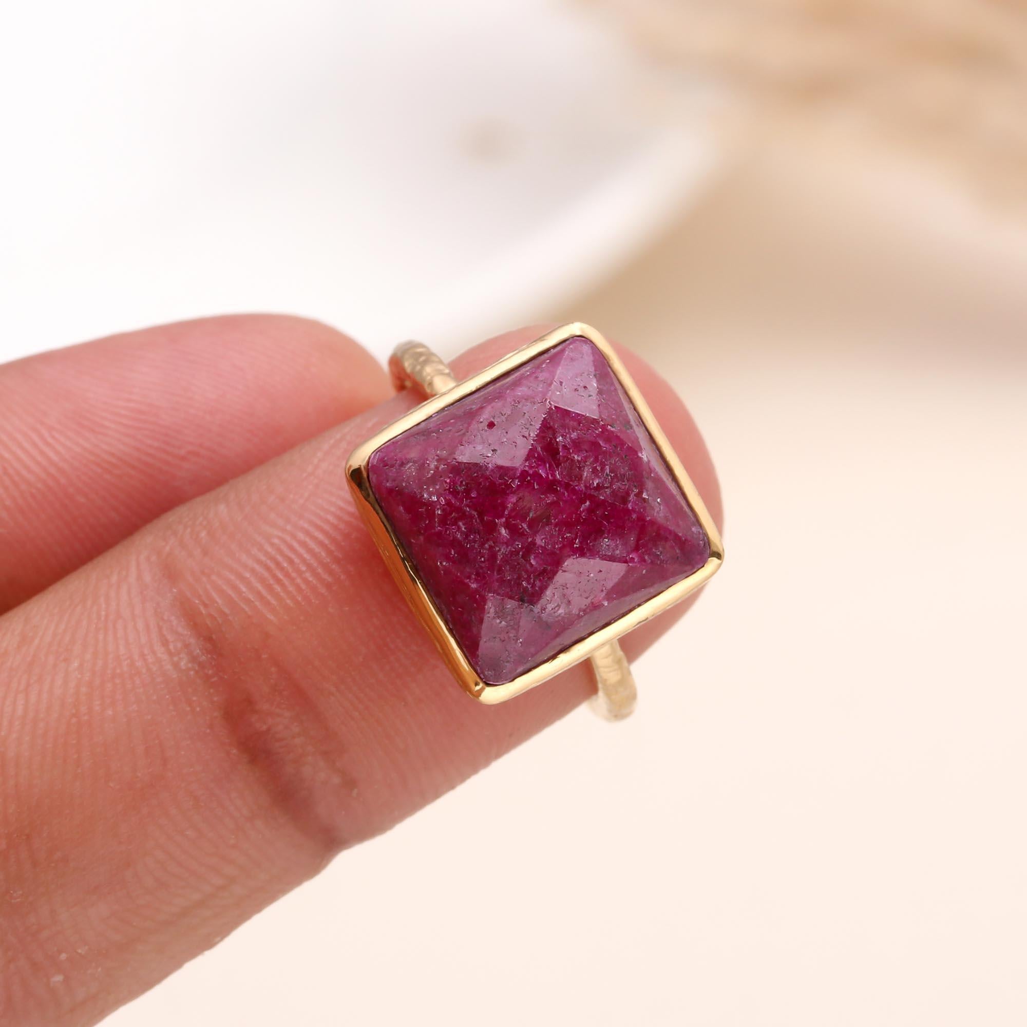 The Rustic Pyramid: Gold Sugarloaf Ruby Ring