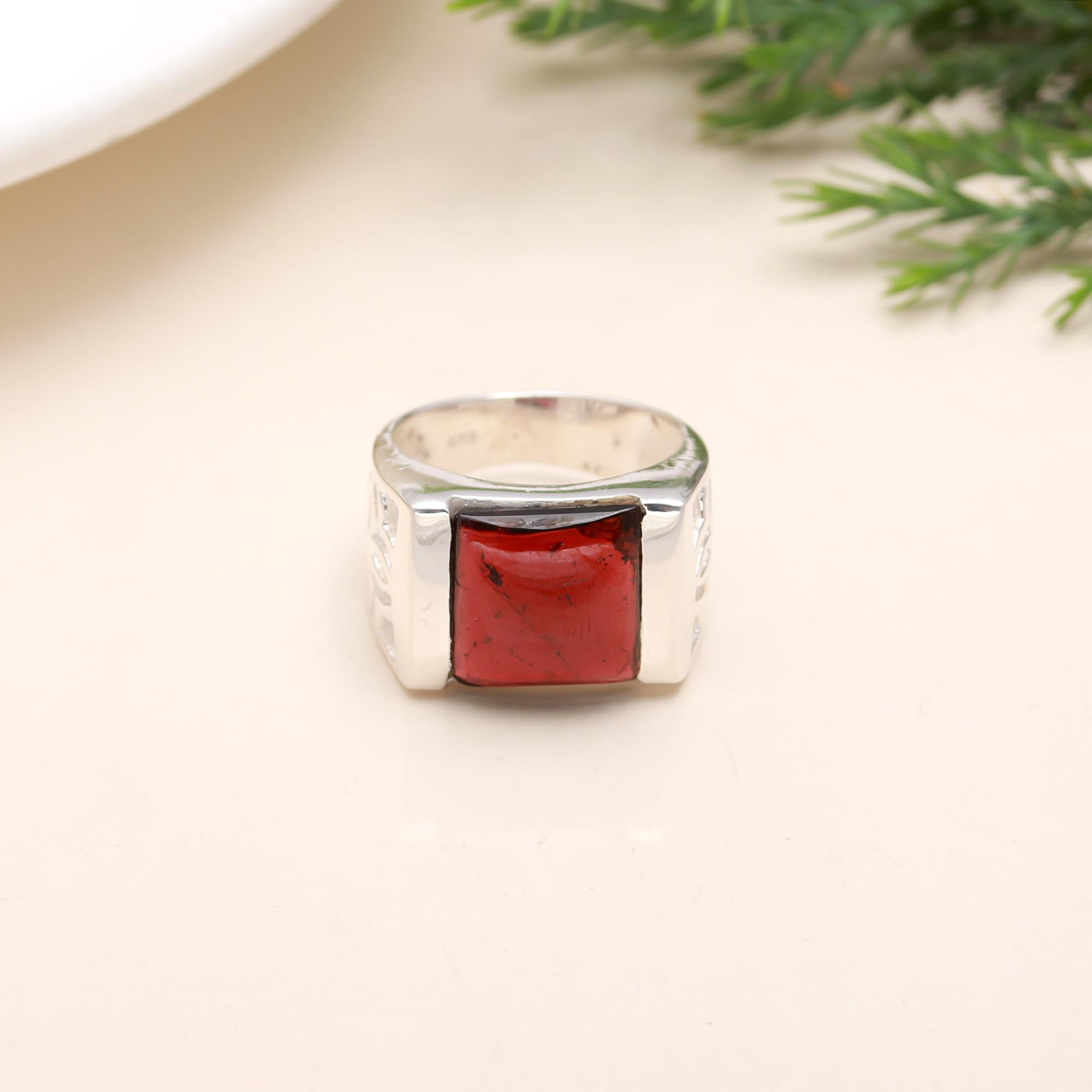 Sterling Silver Garnet Statement Ring