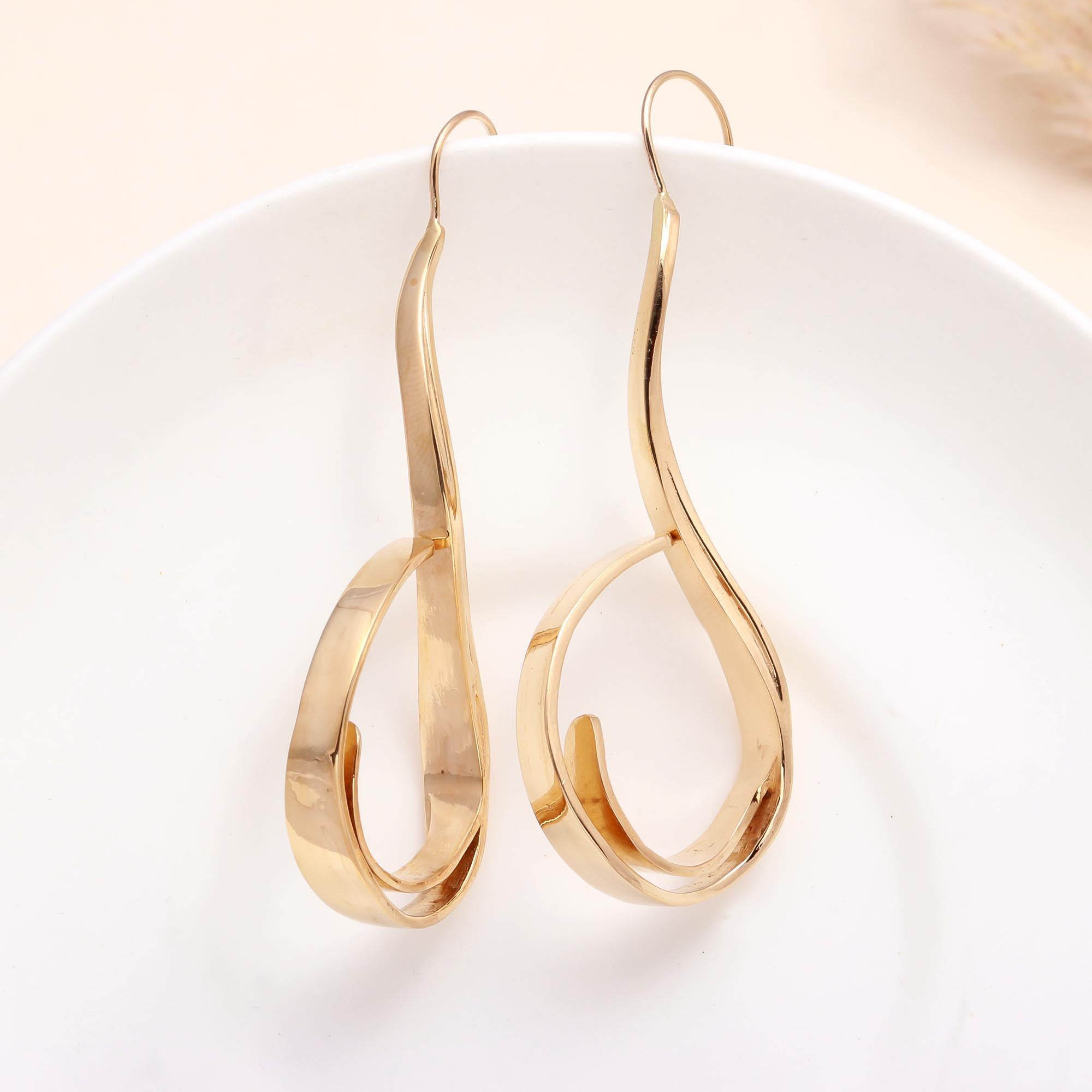 925 Sterling Silver Abstract Wave Drop Earrings