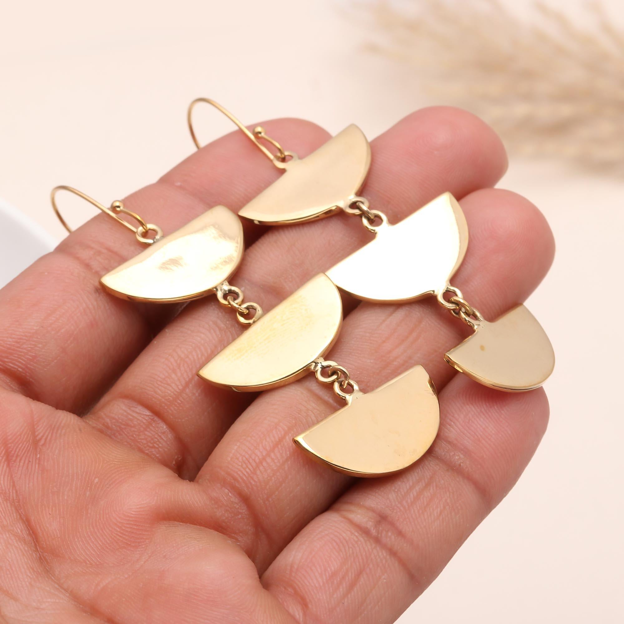 925 Sterling Silver Triple Crescent Drop Earrings