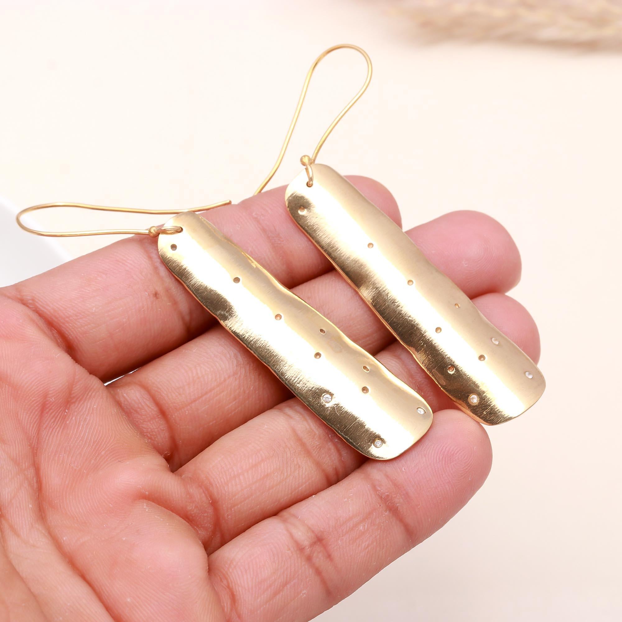 925 Sterling Silver Hammered Bar Textured Drop Earrings