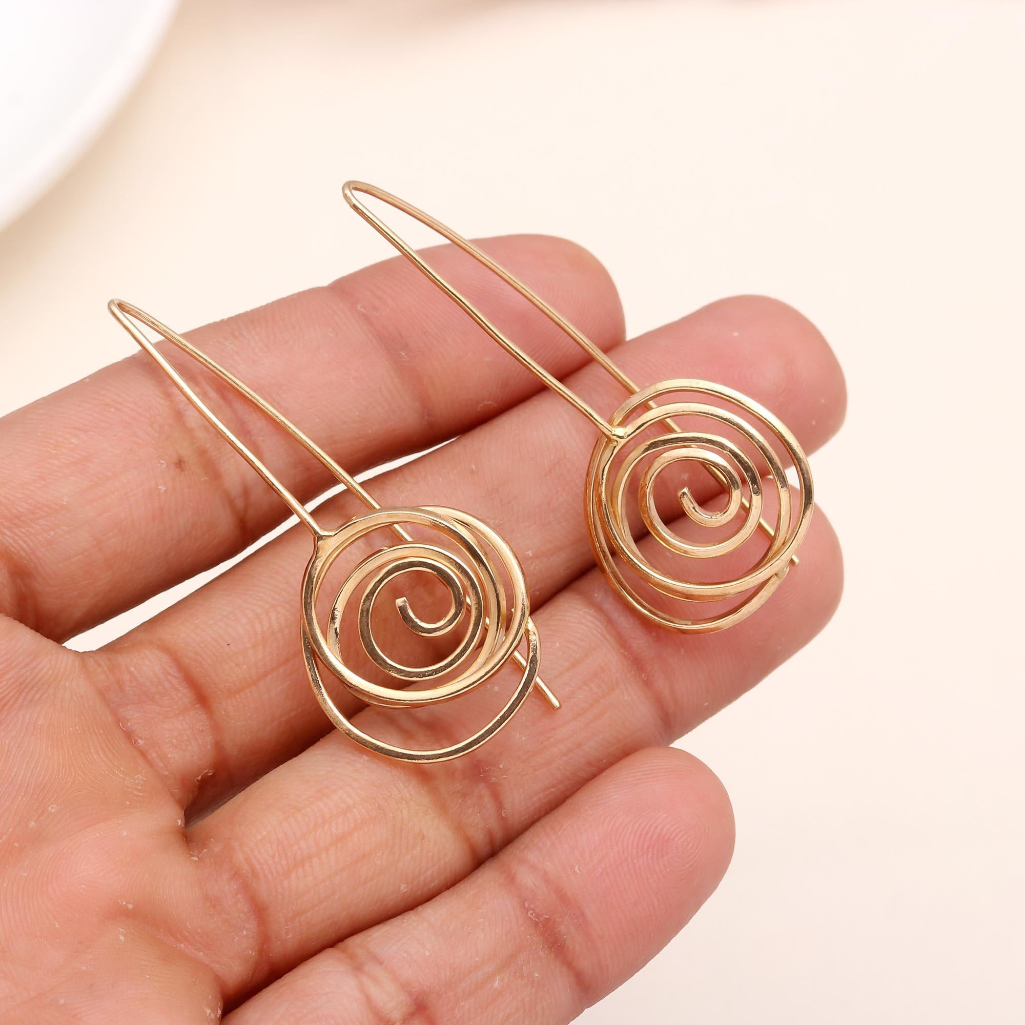 925 Sterling Silver Spiral Swirl Dangle Earrings