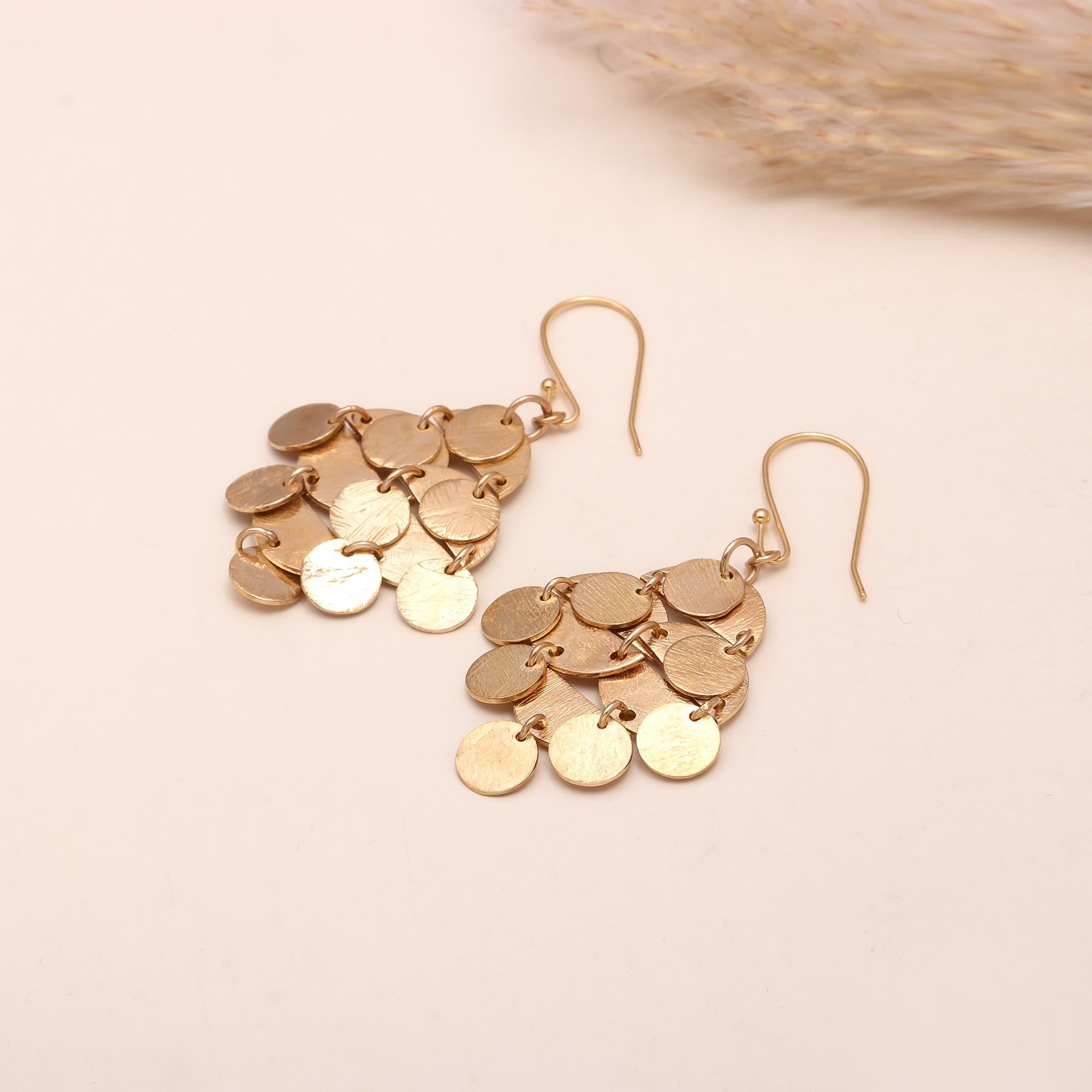 925 Sterling Silver Boho Layered Disc Dangle Earrings