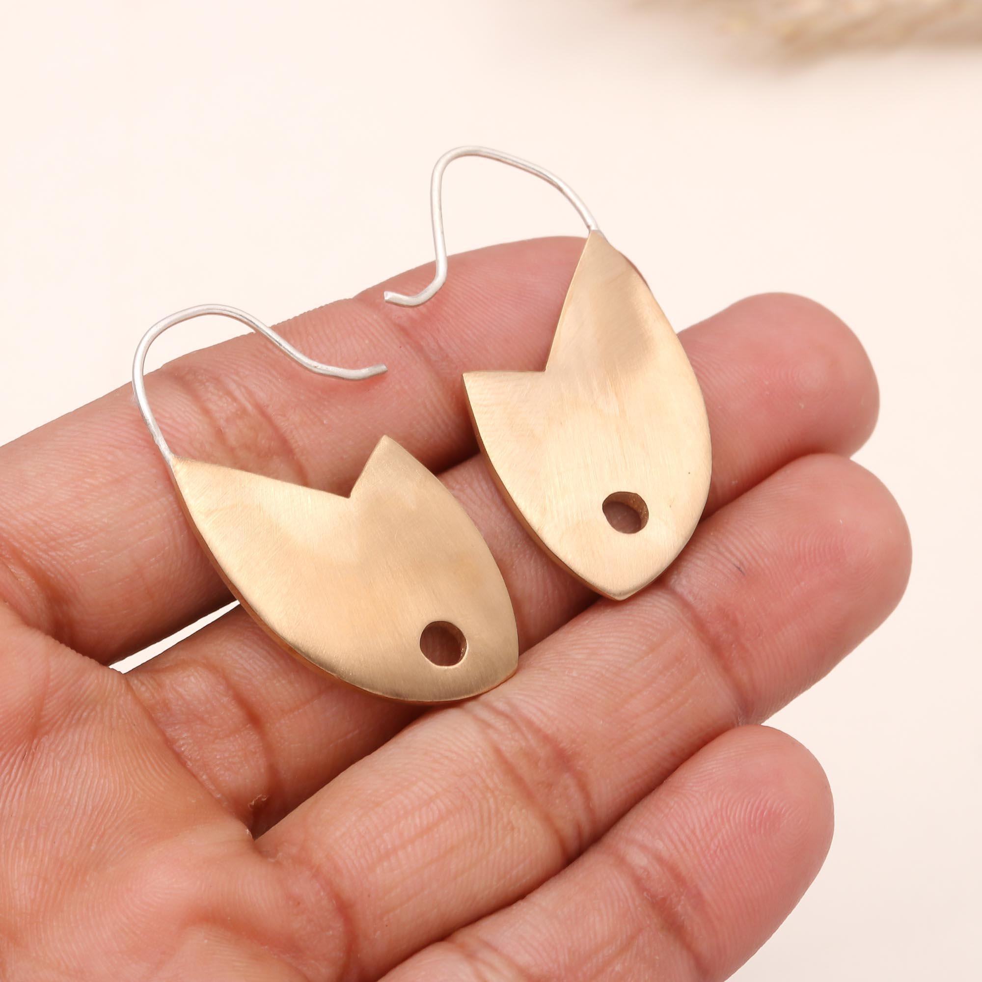 The Gilded Fin: Modernist Fish Hook Earrings