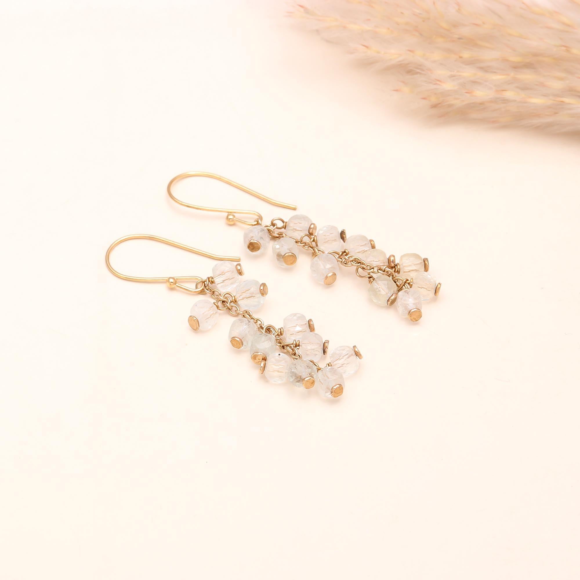 925 Sterling Silver Crystal Beaded Dangle Earrings