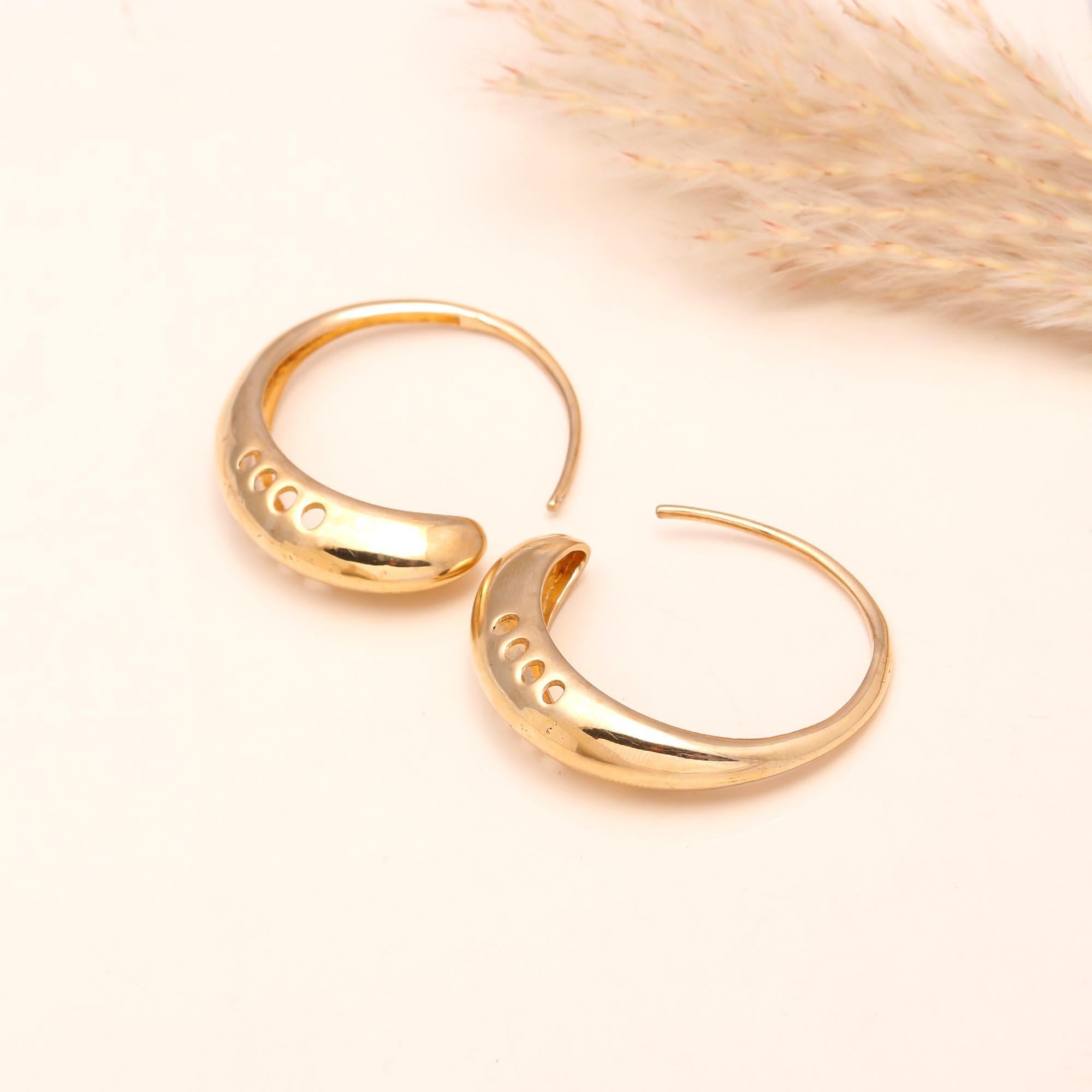 The Golden Crescent: Cutout Tapered Hoop Earrings