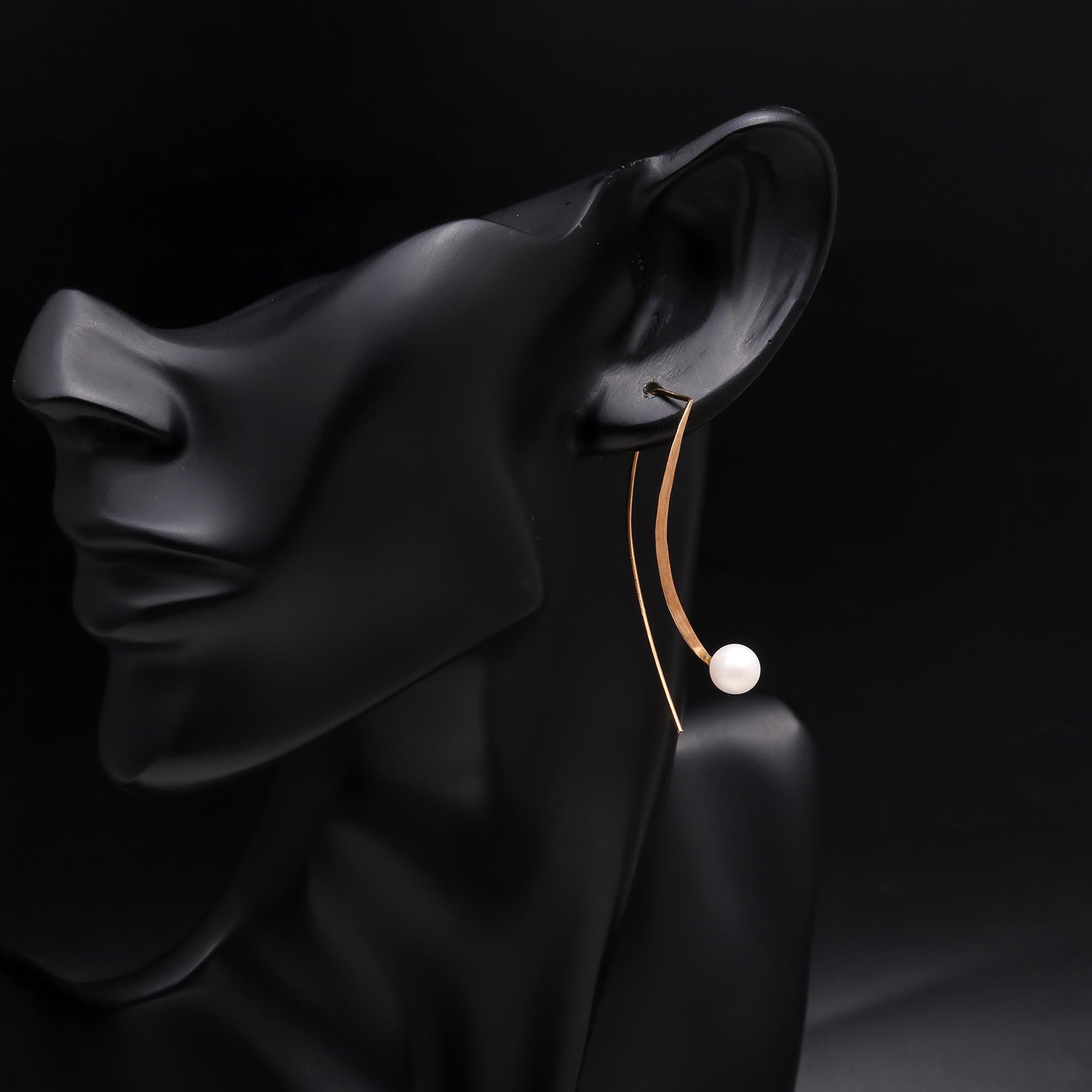 925 Sterling Silver Modern Pearl Drop Earrings