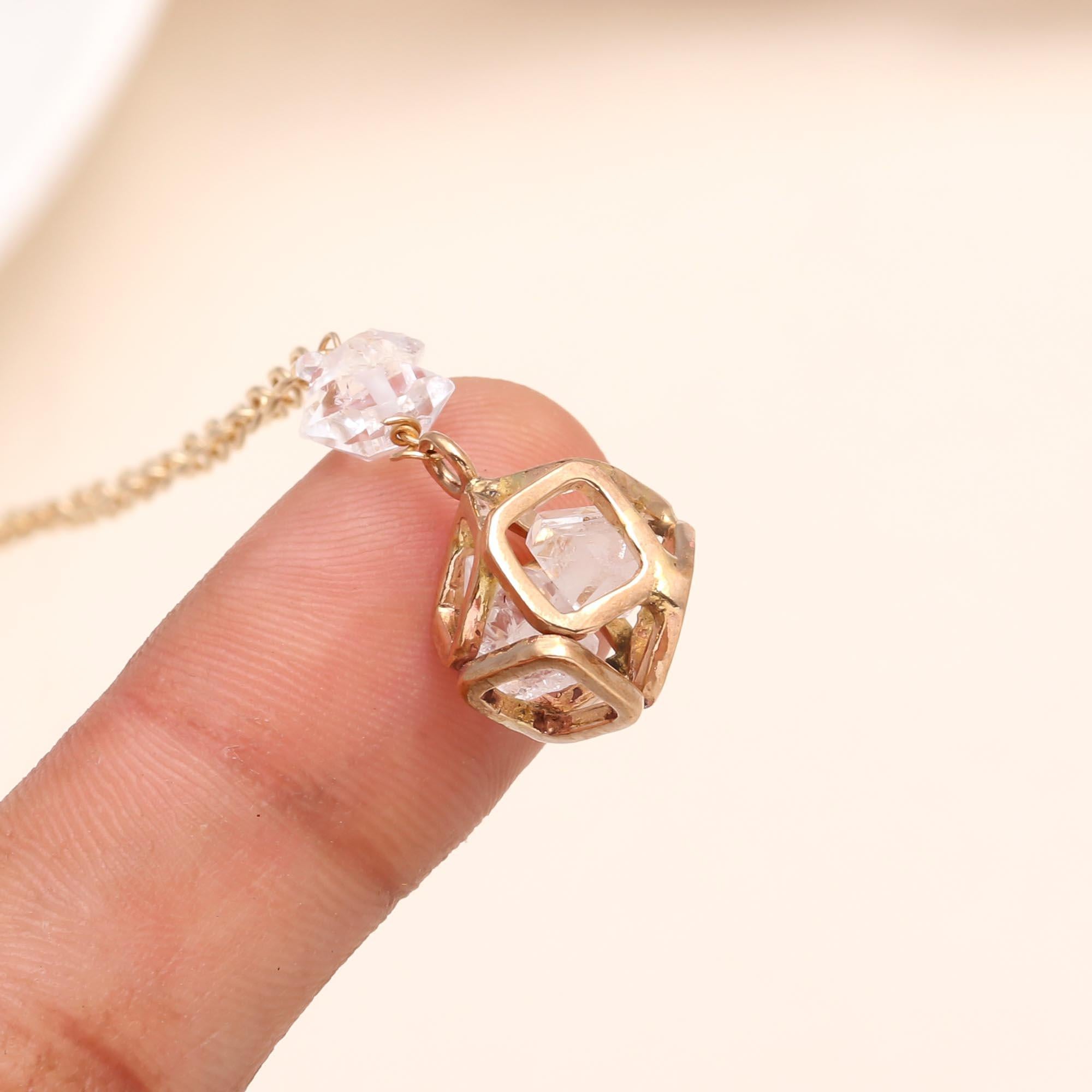 925 Sterling Silver Crystal Cage Pendant Necklace