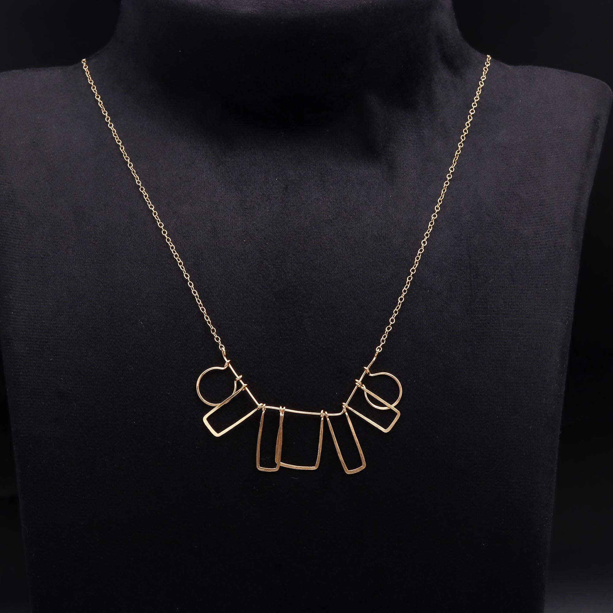 925 Sterling Silver Geometric Modern Art Wire Necklace