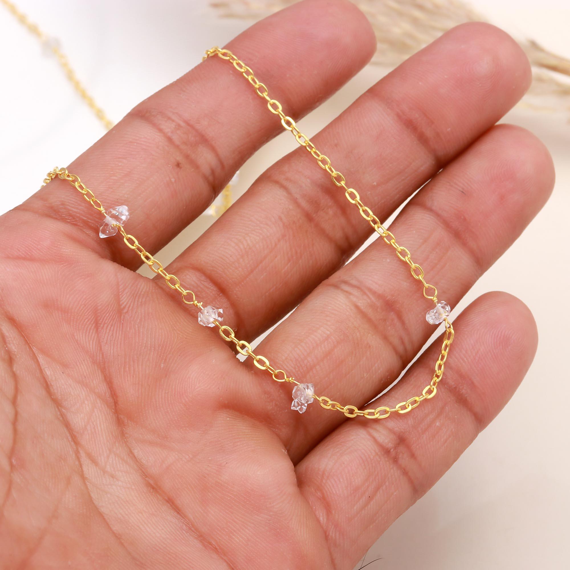 The Ethereal Strand: Herkimer Diamond Chain Necklace