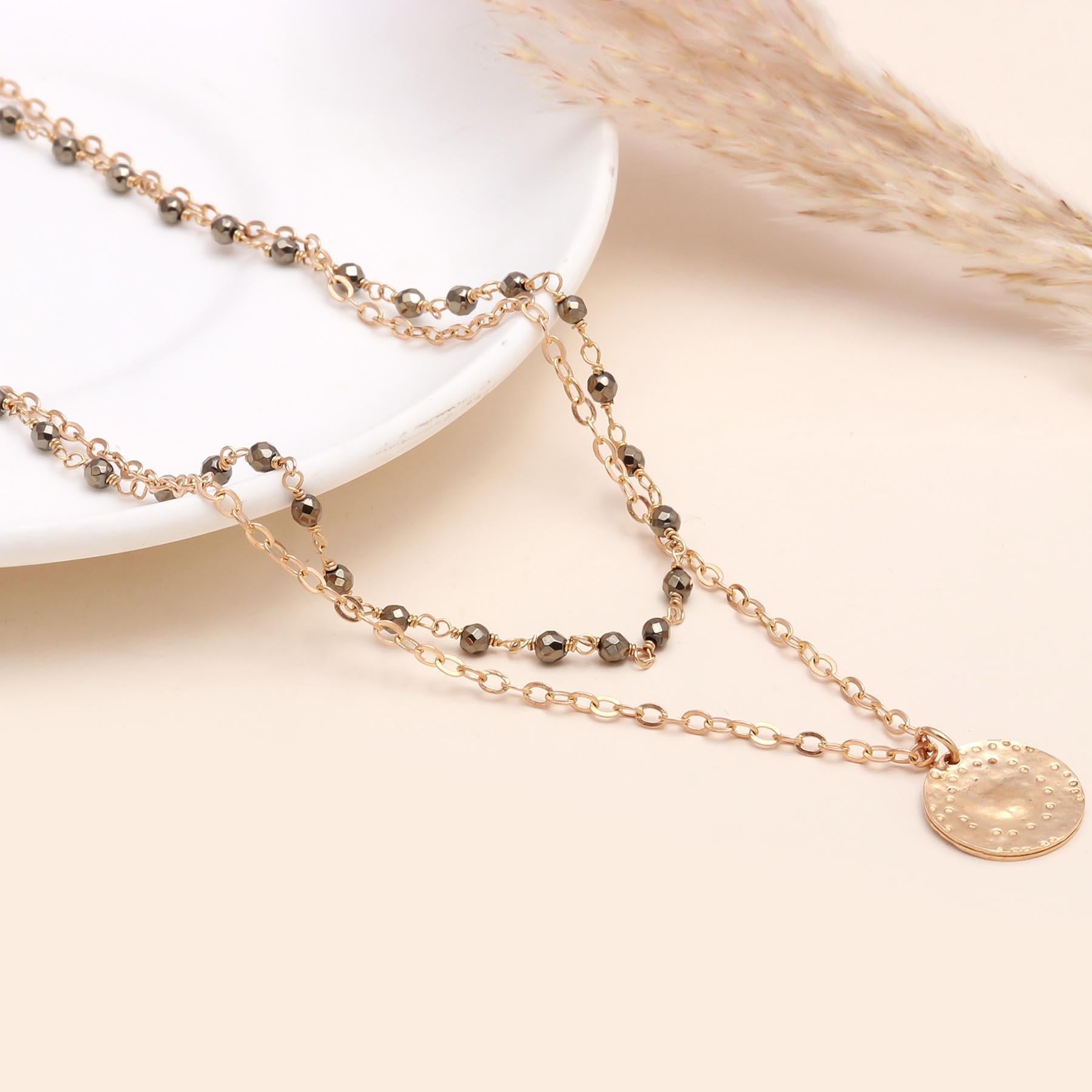 The Boho Double: Layered Coin & Pyrite Necklace