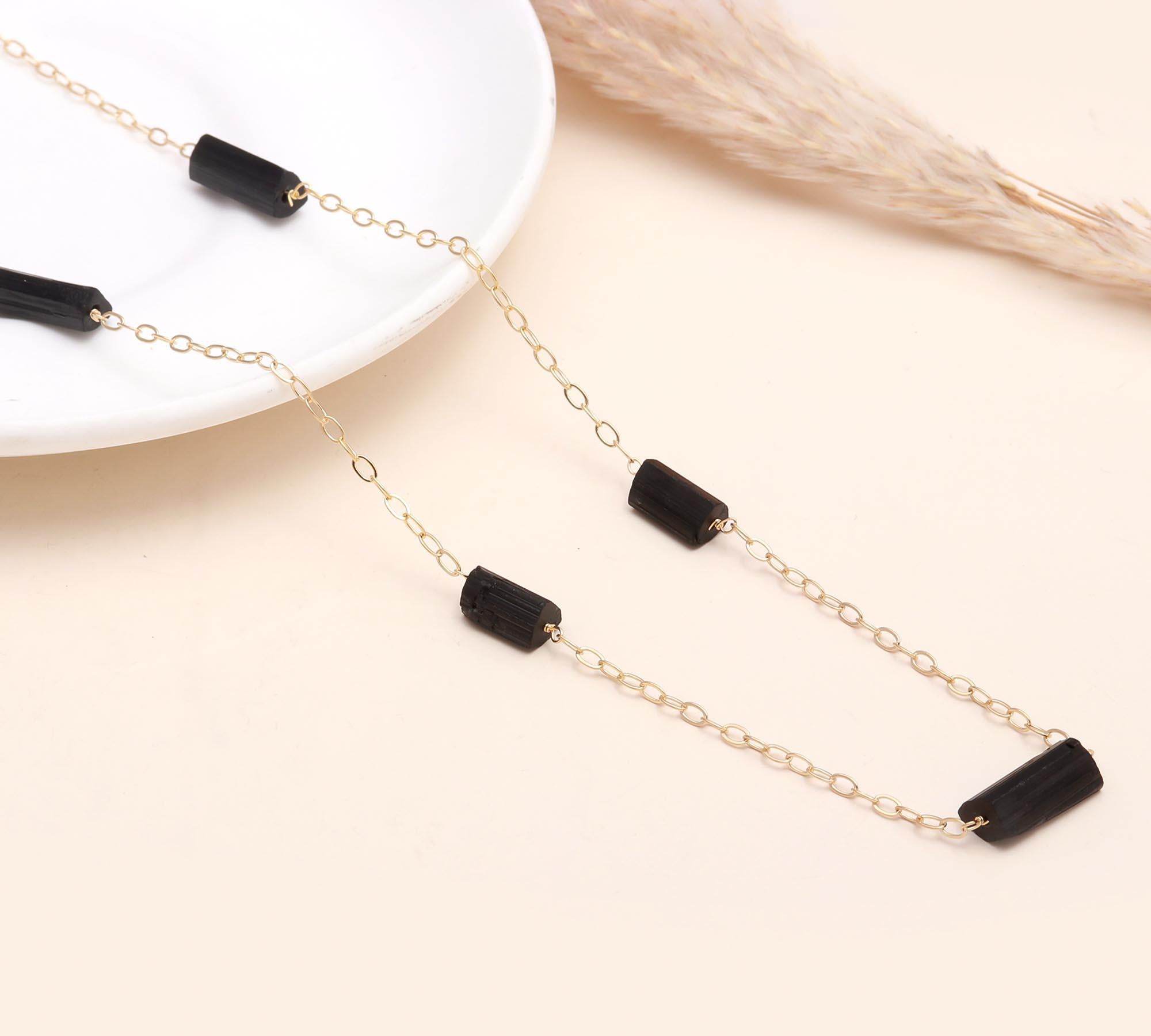 Black Tourmaline Bar Chain Necklace