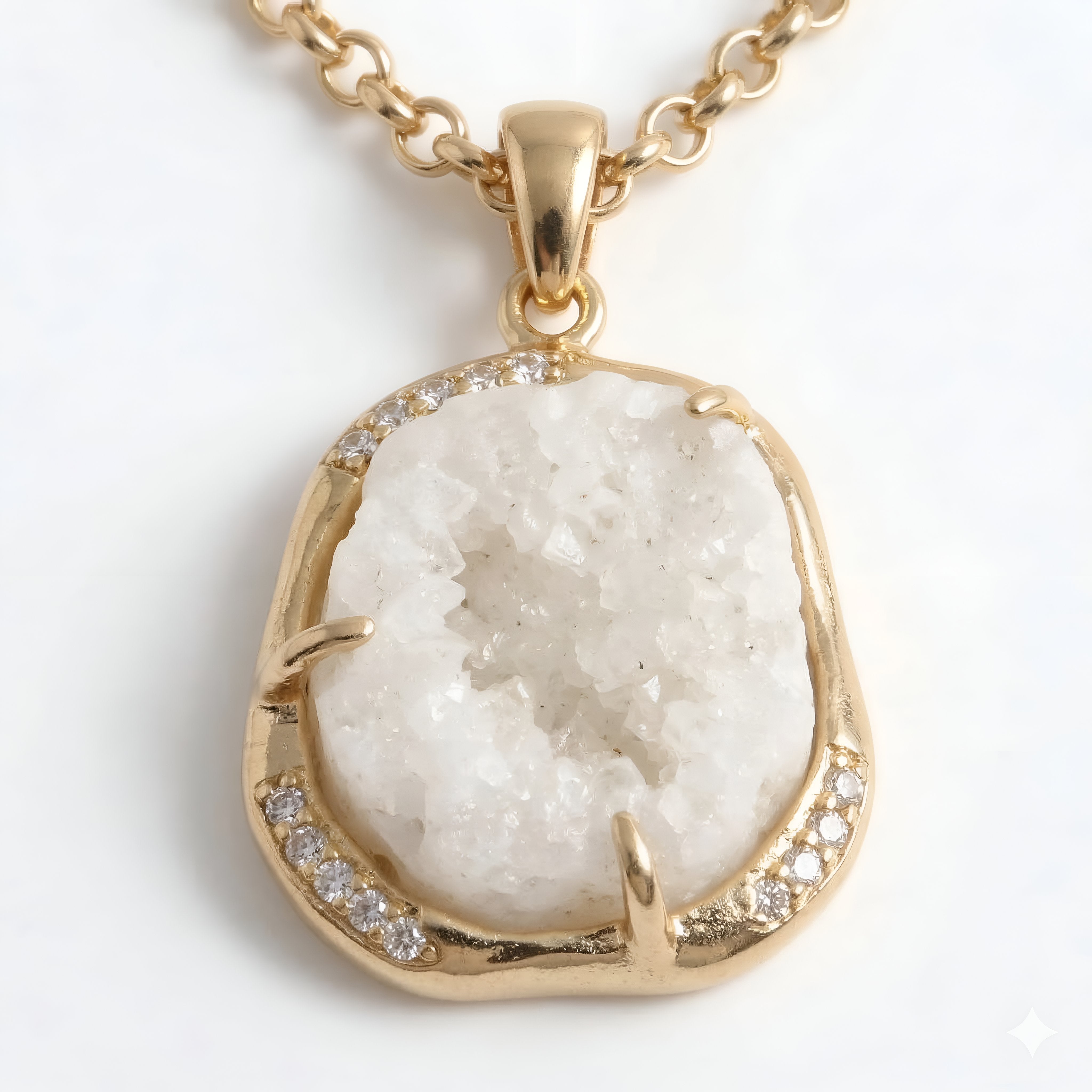 The Snow Queen: White Geode Agate Pendant