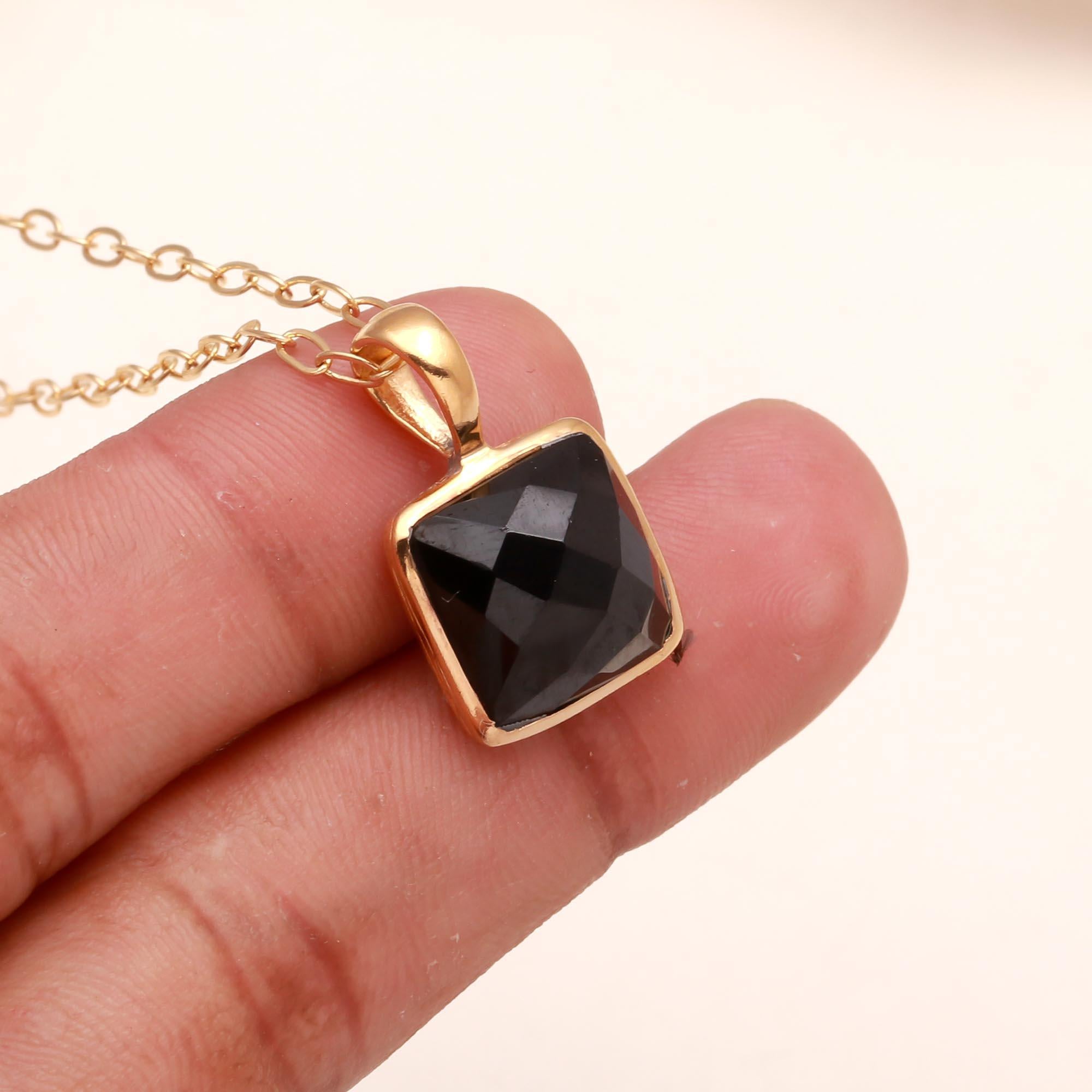 The Onyx Square : Black Onyx Pendant Necklace