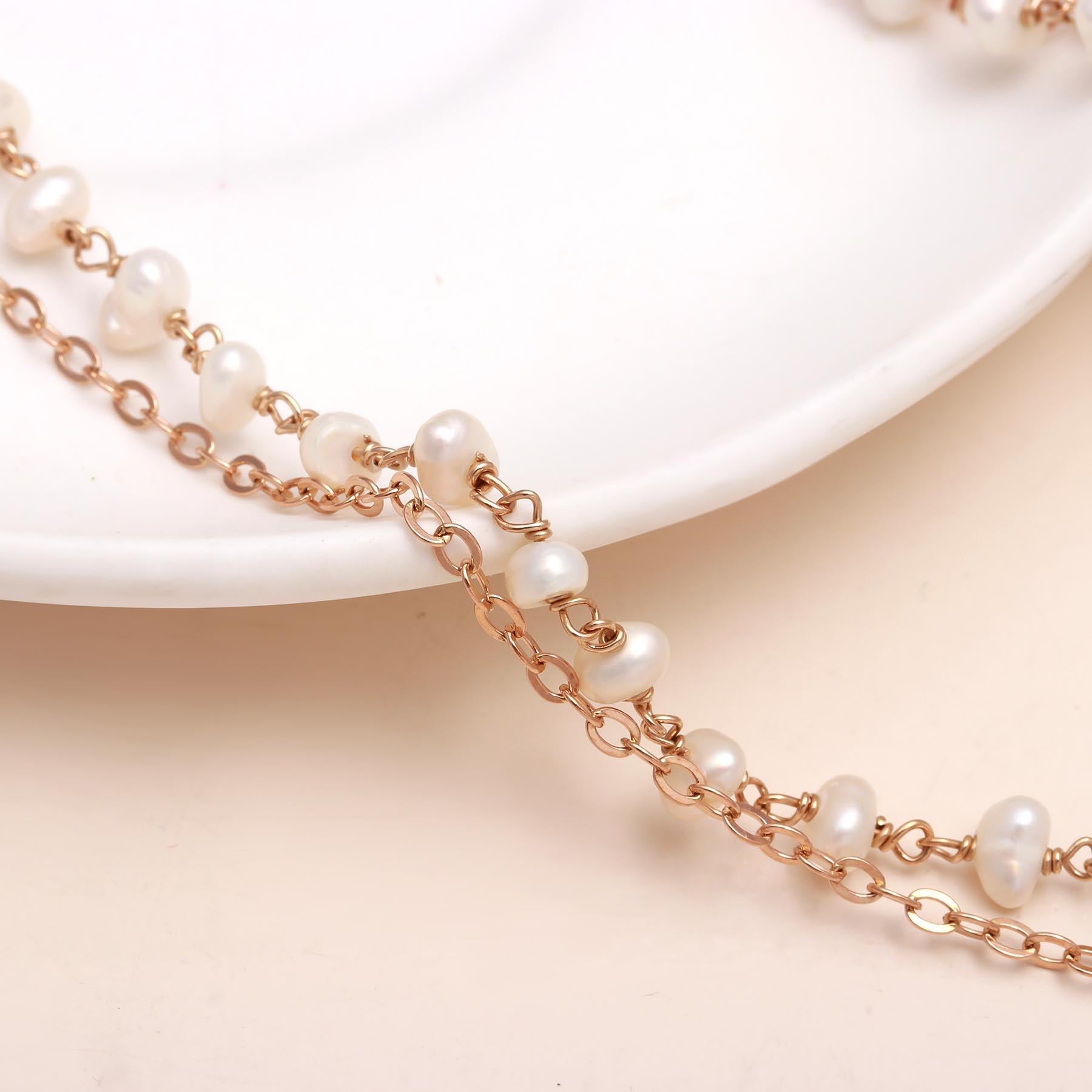 The Roman Layer: Pearl Gold Coin Double Necklace
