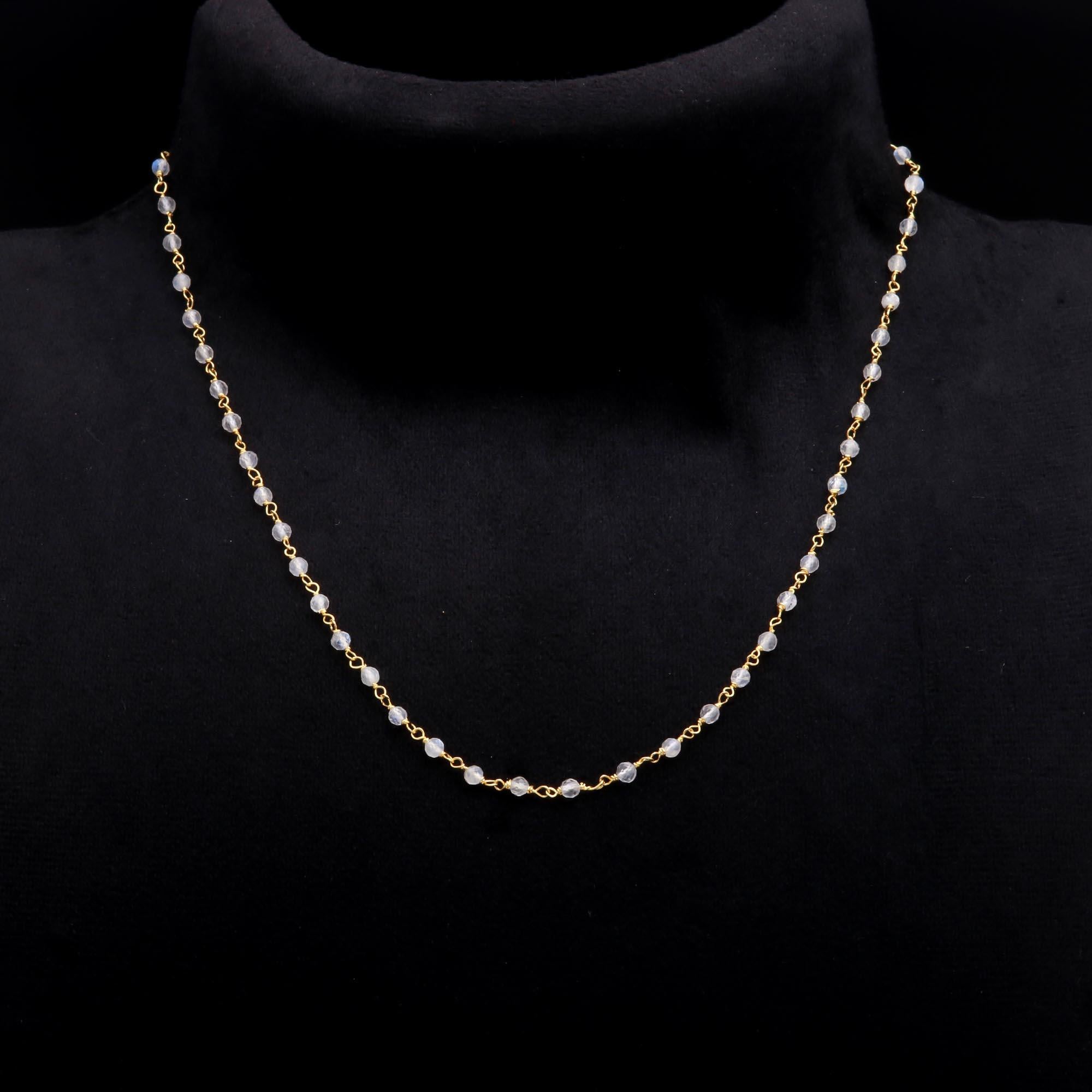 The Dainty Station: Moonstone Beaded Gold Necklace