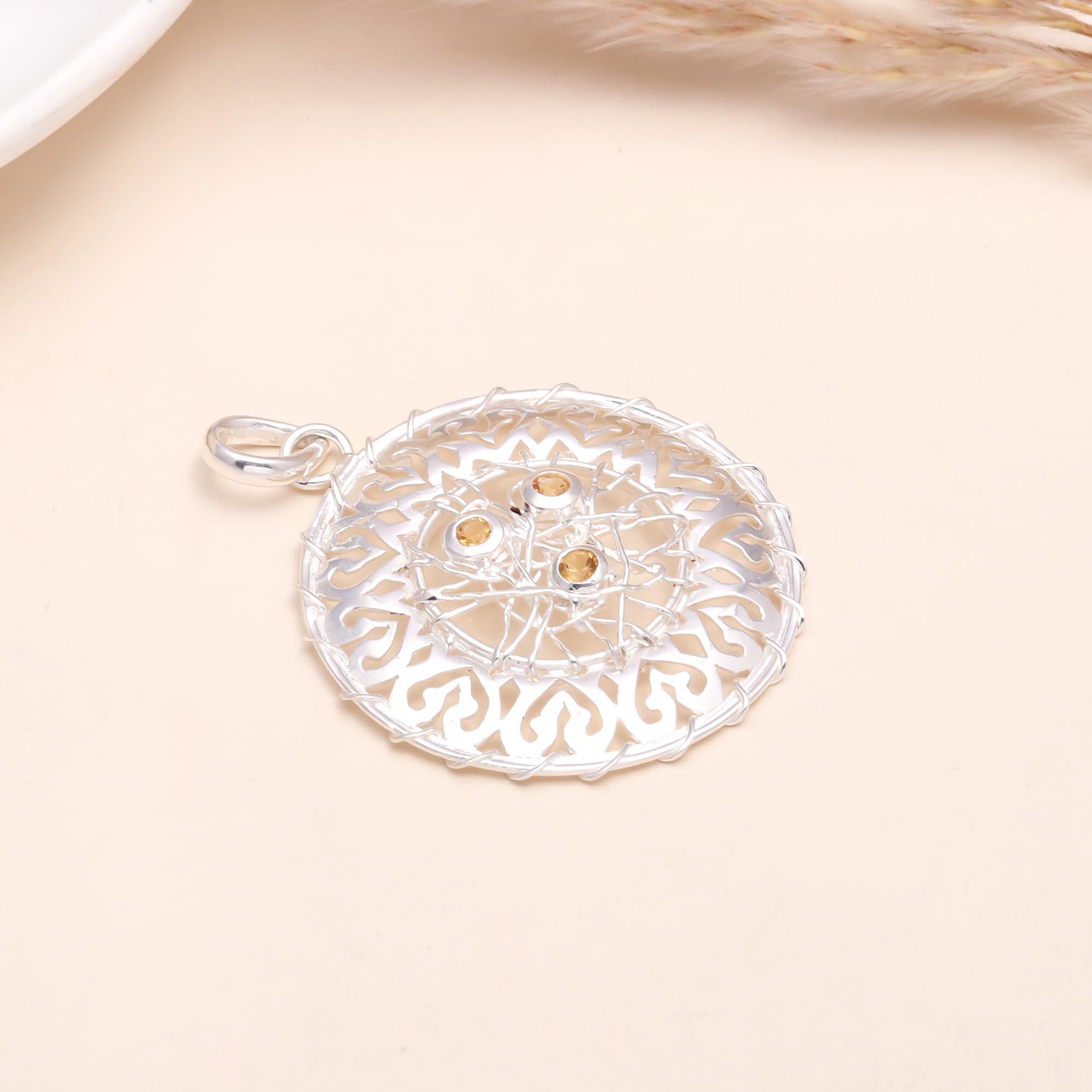 The Silver Weaver: Filigree Dreamcatcher Medallion Pendant