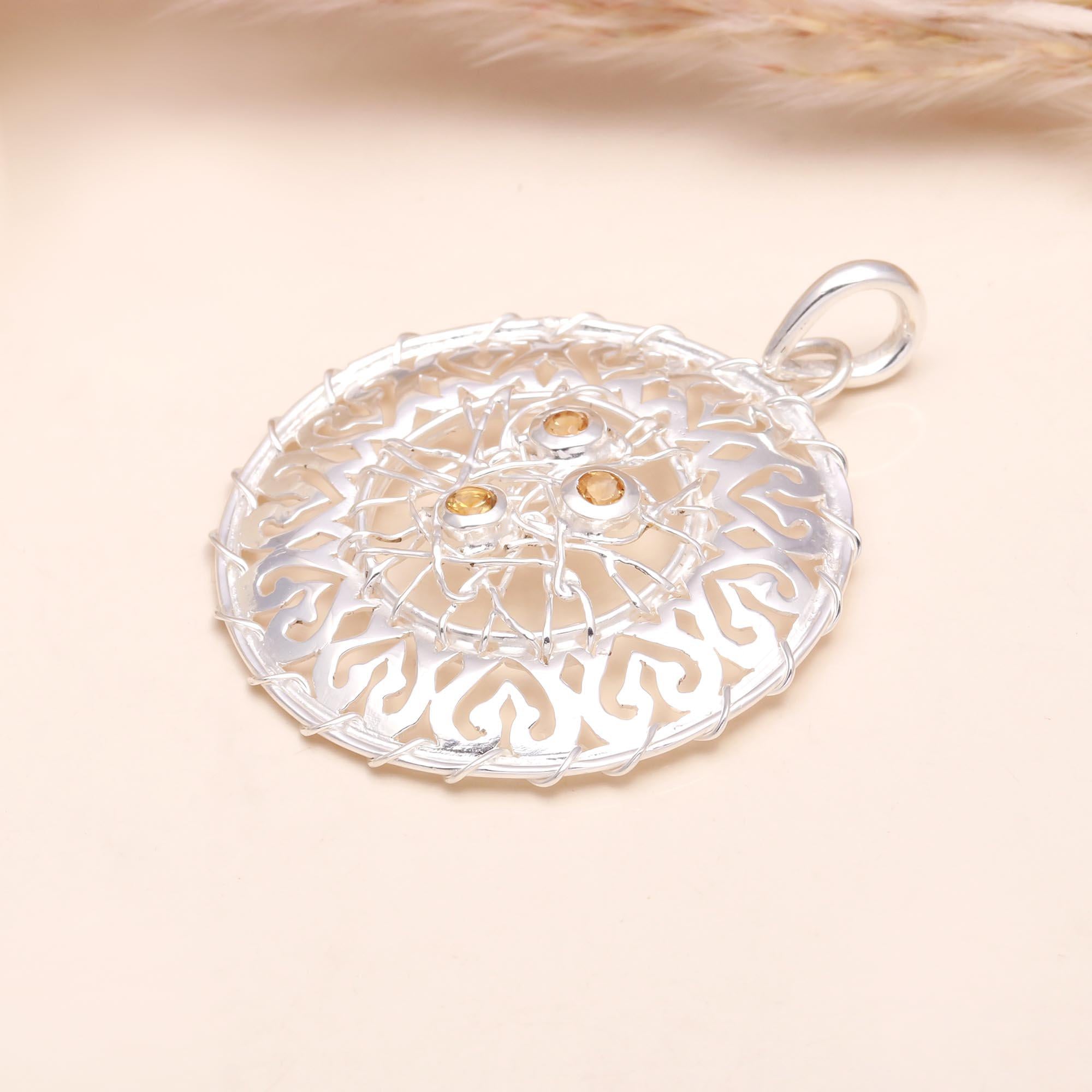 The Silver Weaver: Filigree Dreamcatcher Medallion Pendant