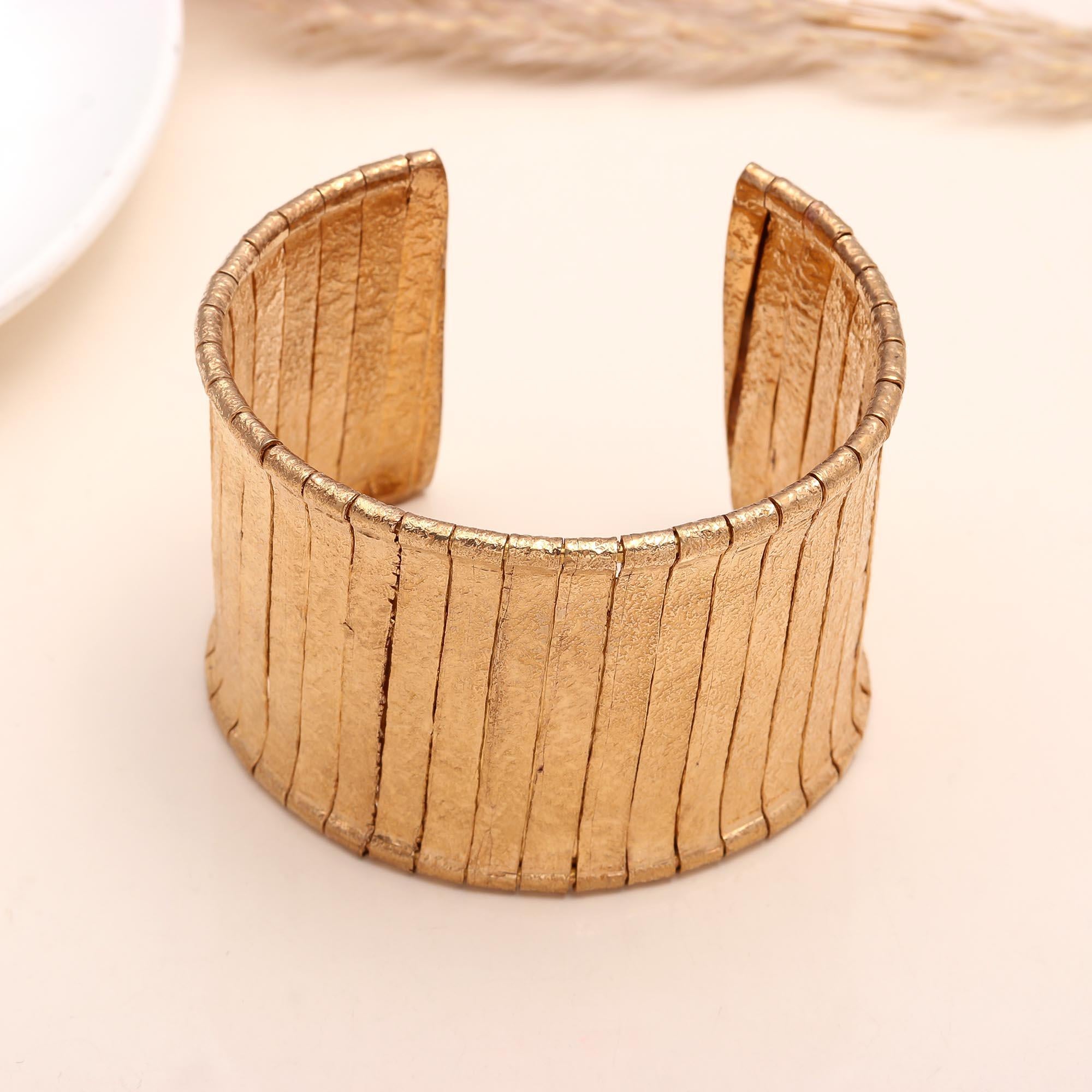 The Golden Armor: Wide Ribbed Textured Cuff