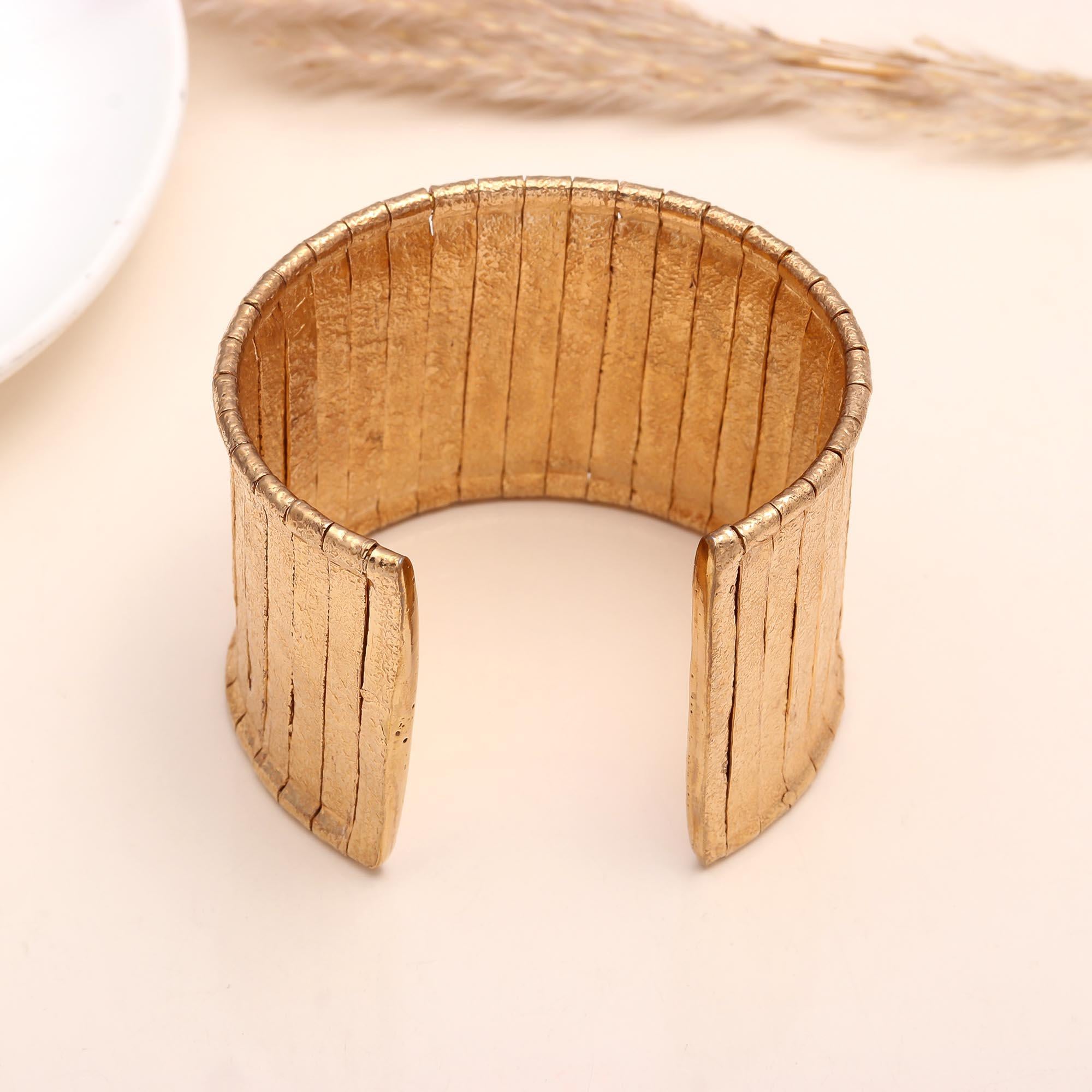 The Golden Armor: Wide Ribbed Textured Cuff