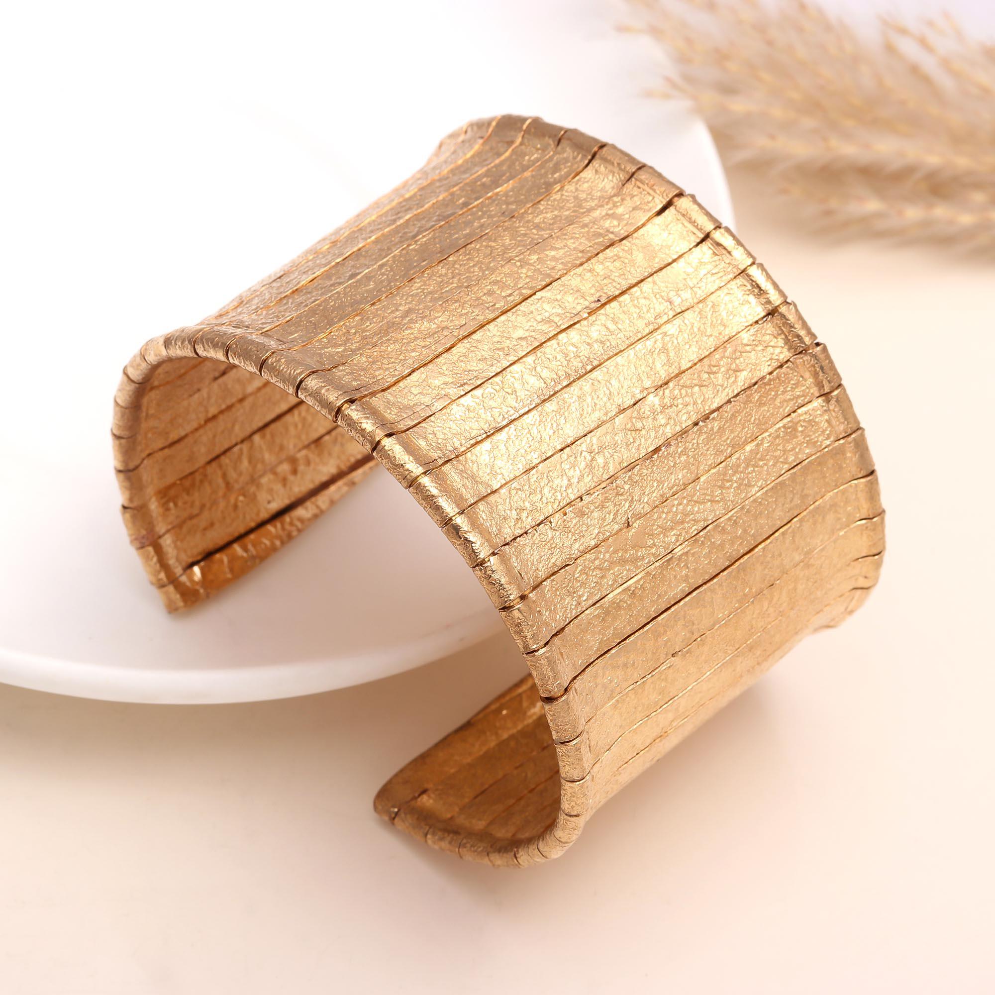 The Golden Armor: Wide Ribbed Textured Cuff