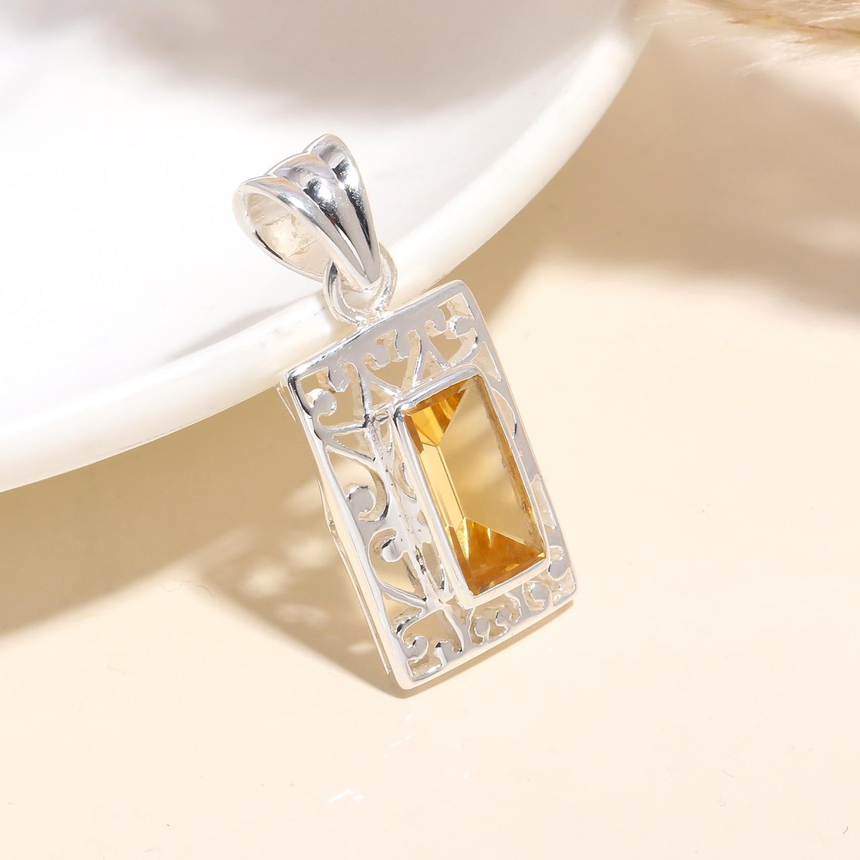 The Filigree Window: Citrine Statement Pendant