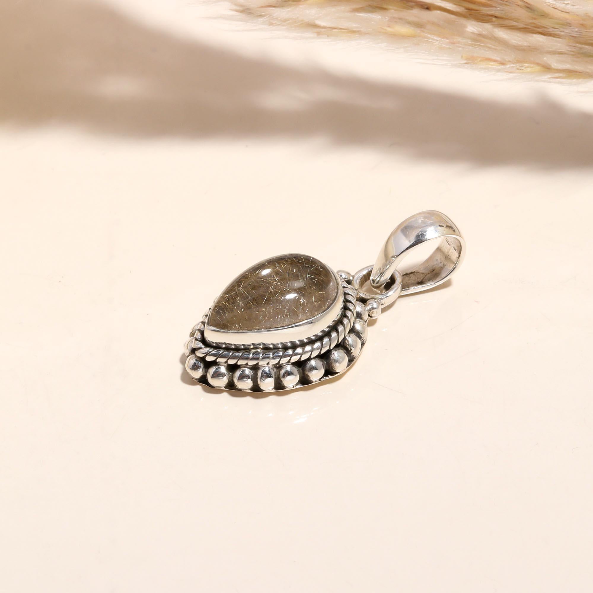 The Rutilated Teardrop: Braided Artisan Quartz Pendant
