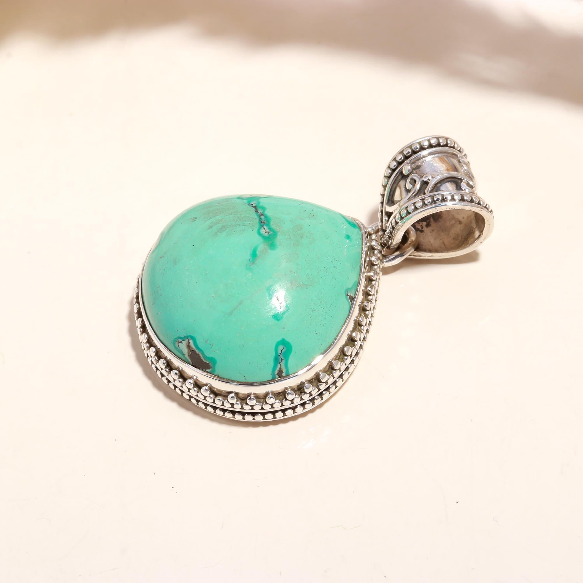 The Turquoise Empress: Teardrop Statement Pendant