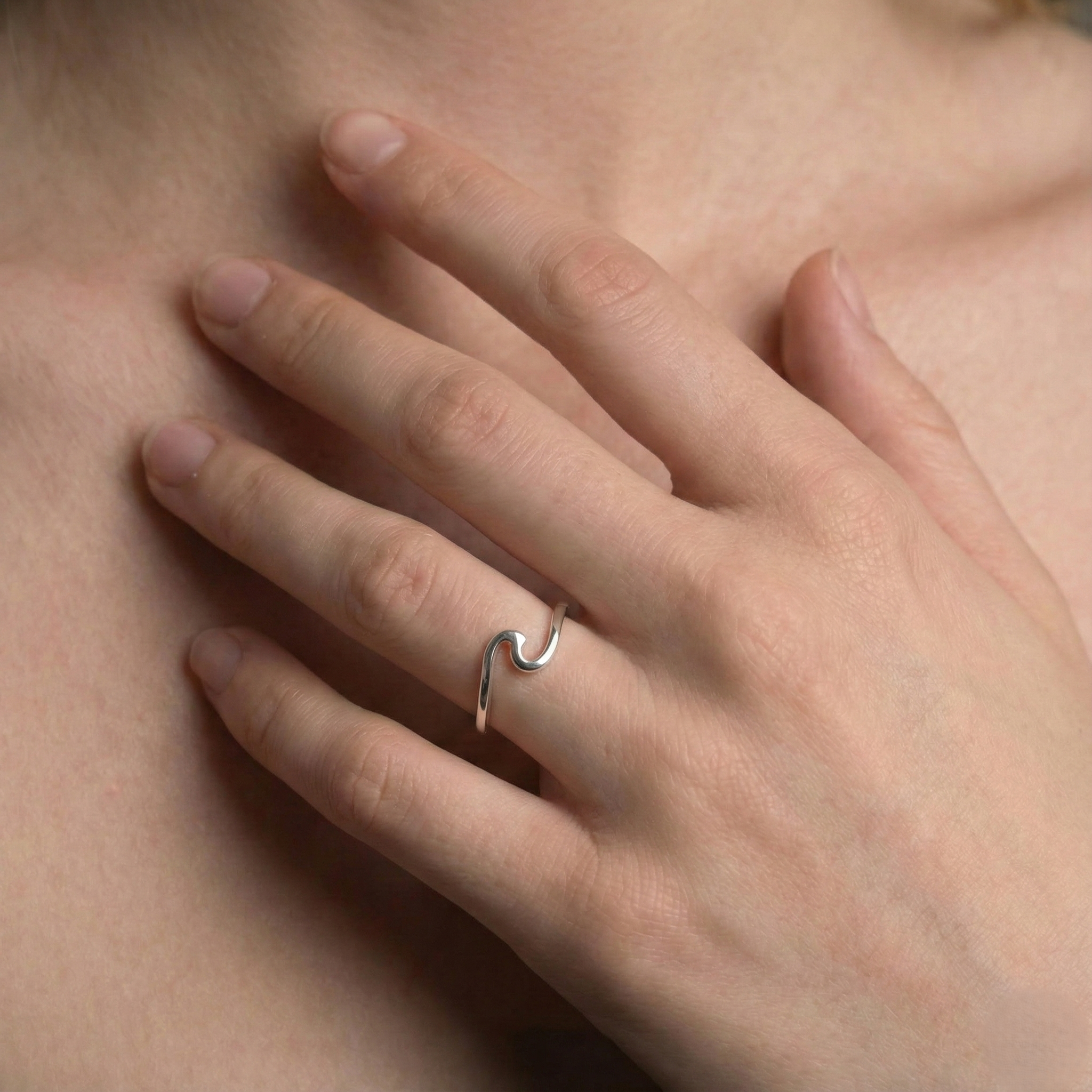 The Ocean Wave: Minimalist Silver Stacking Ring
