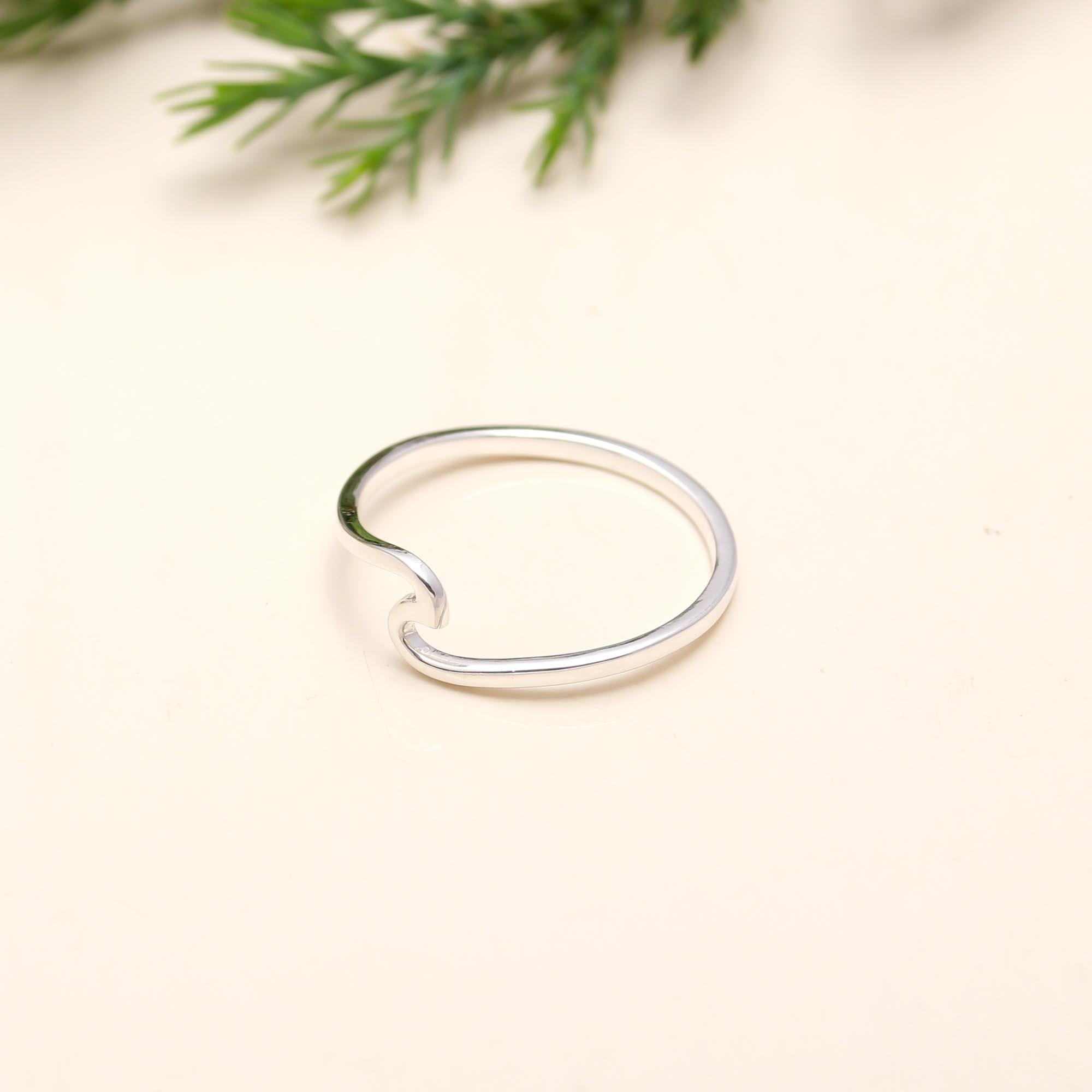 Solid 925 Sterling Silver Ocean Wave Ring
