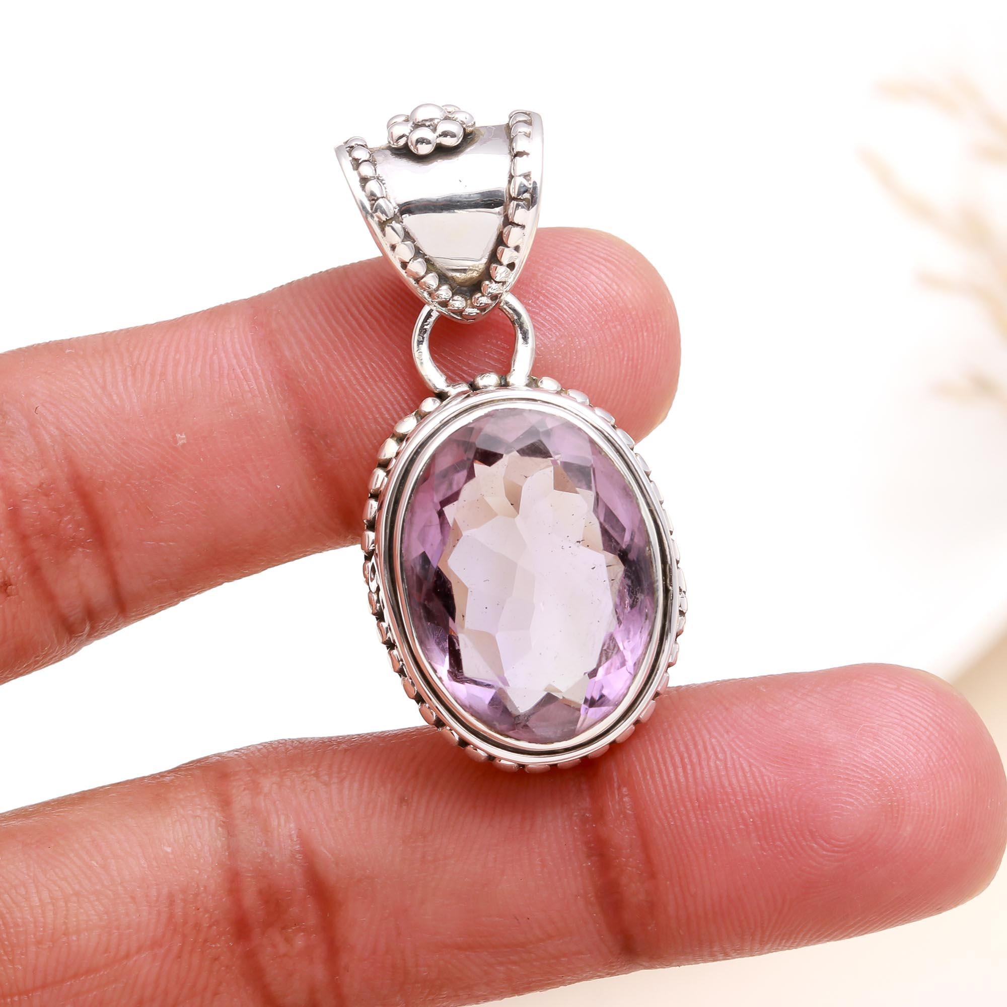 The Amethyst Heritage: Ornate Boho Silver Pendant