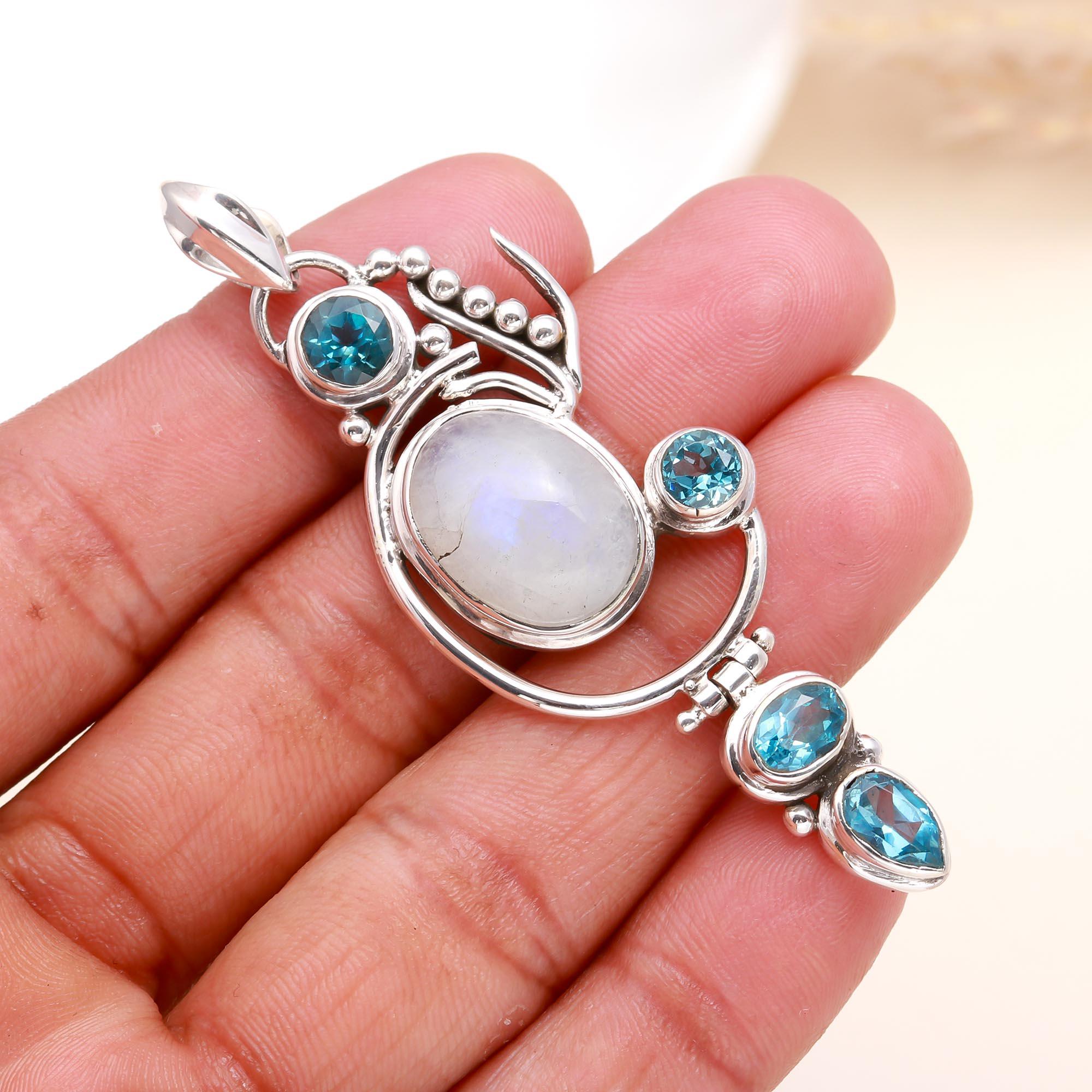 The Moonstone Orbit: Chunky Silver Pendant