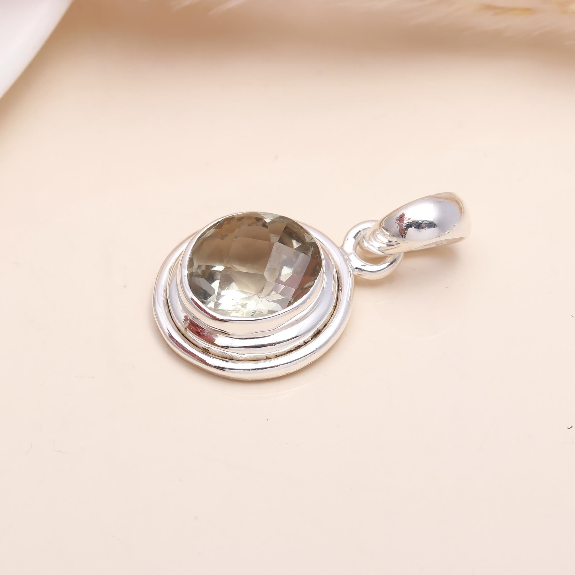 The Luminous Halo: Green Amethyst Silver Charm