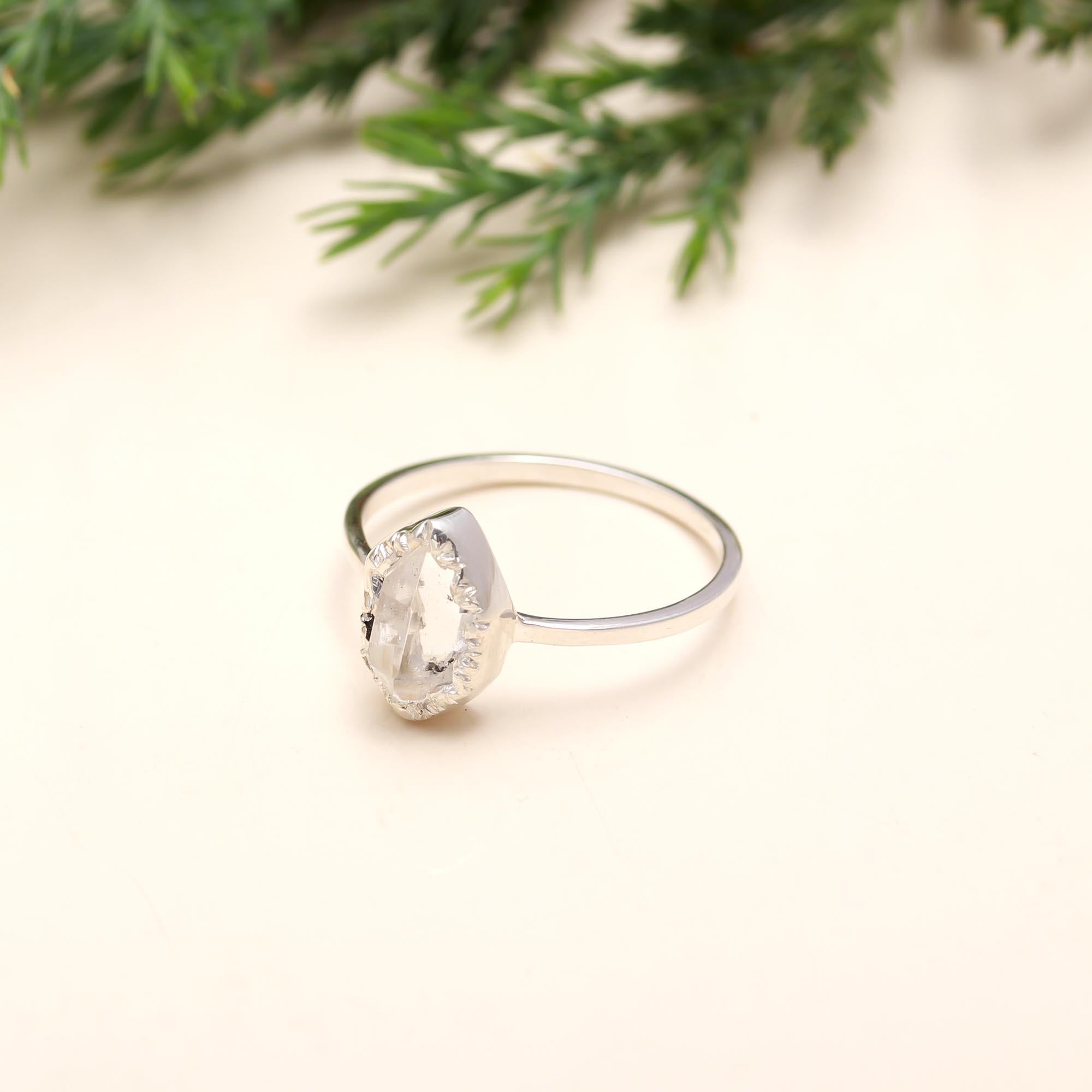 925 Silver Herkimer Quartz Ring