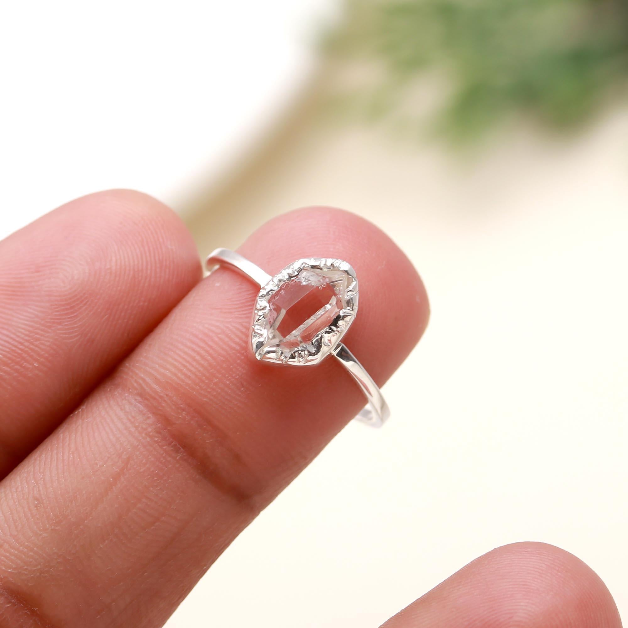 925 Silver Herkimer Quartz Ring