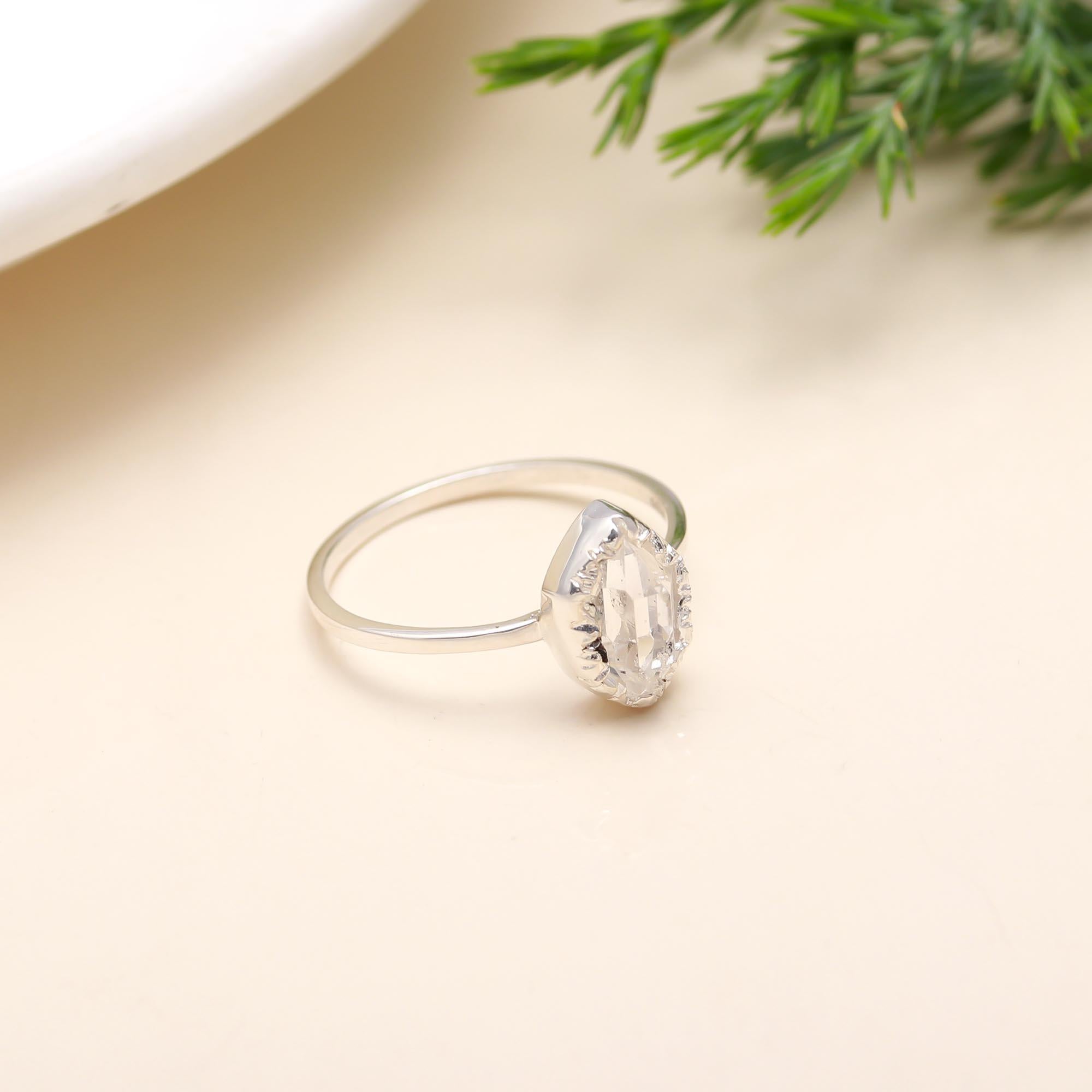 925 Silver Herkimer Quartz Ring