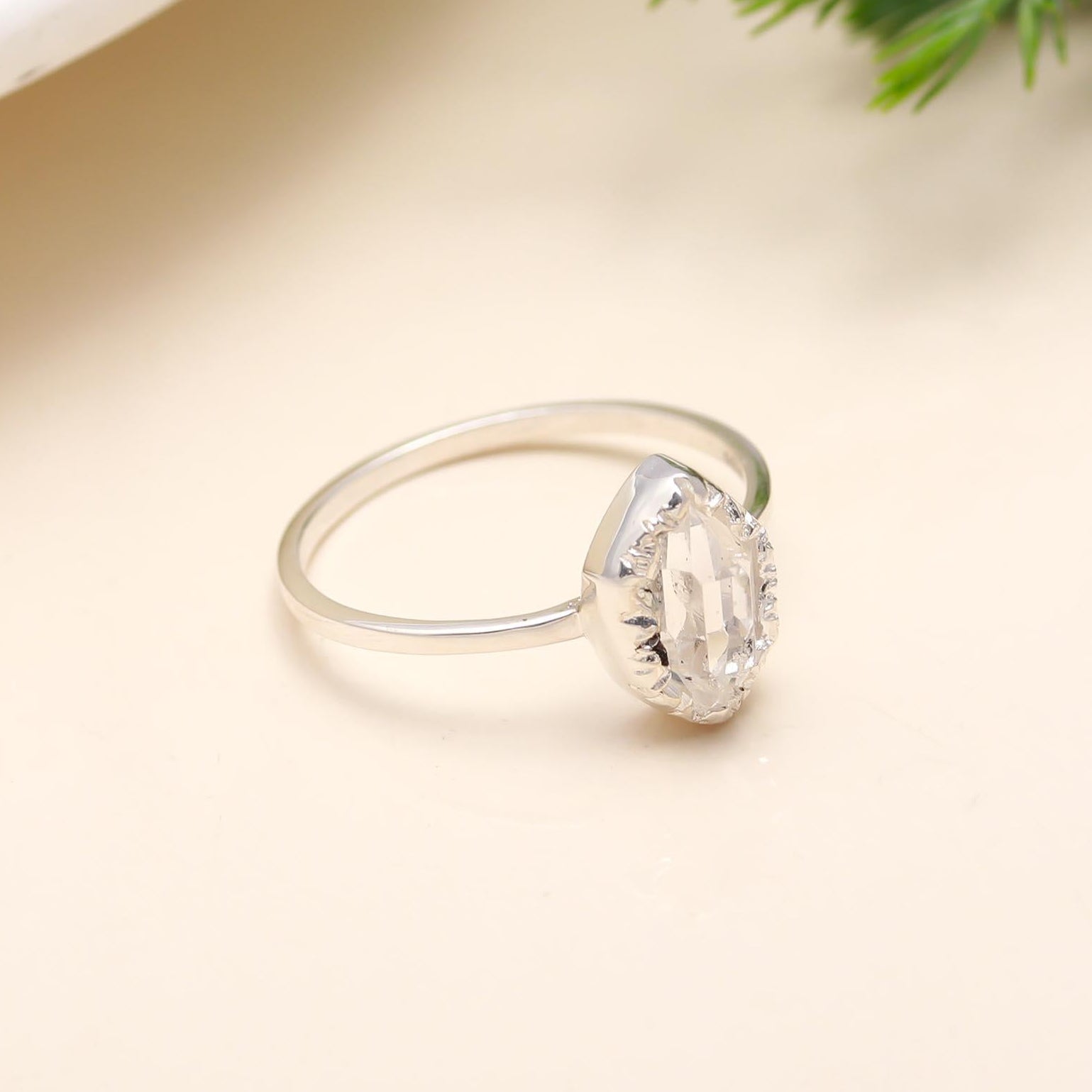 925 Silver Herkimer Quartz Ring