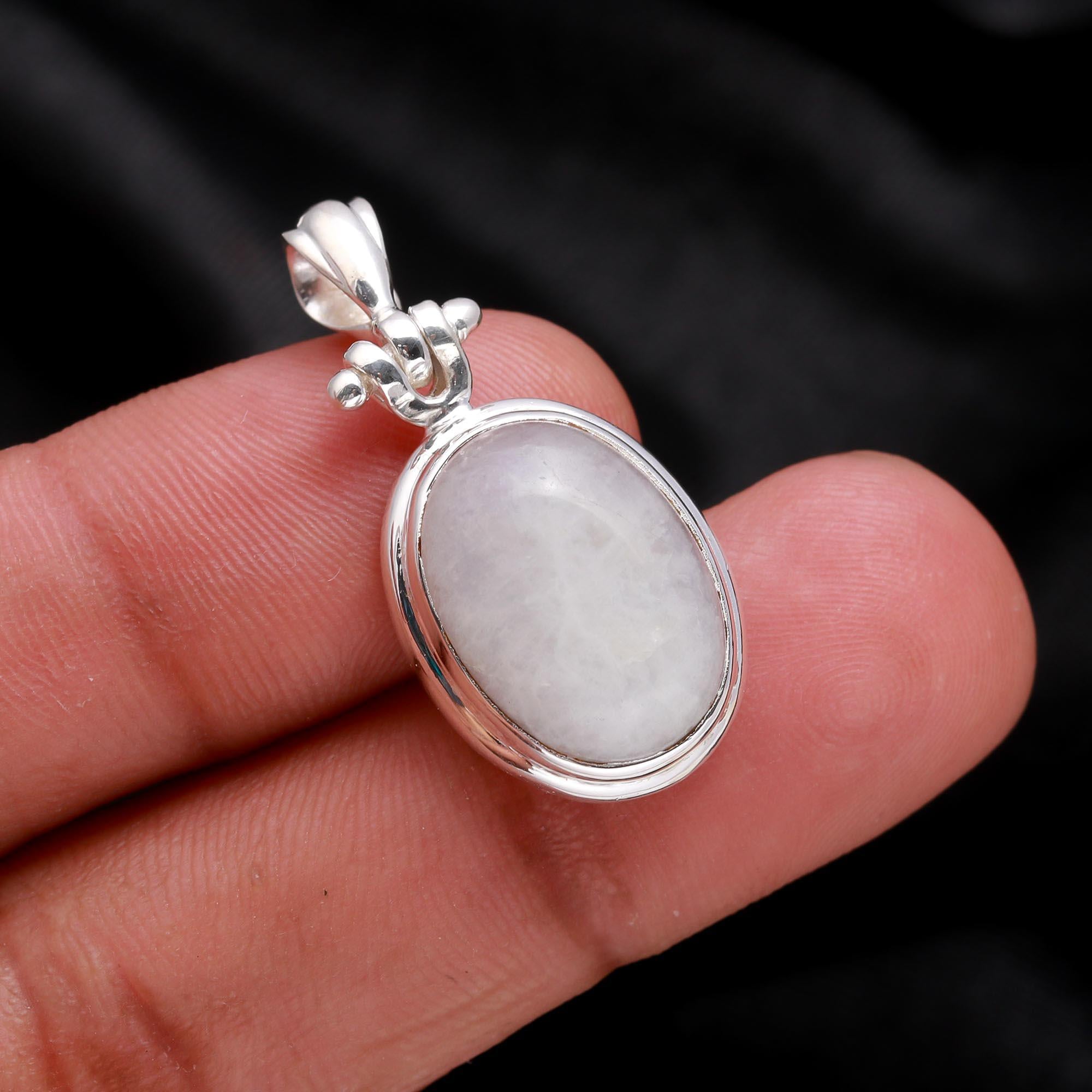 The Moonstone Petal: Silver Minimalist Pendant