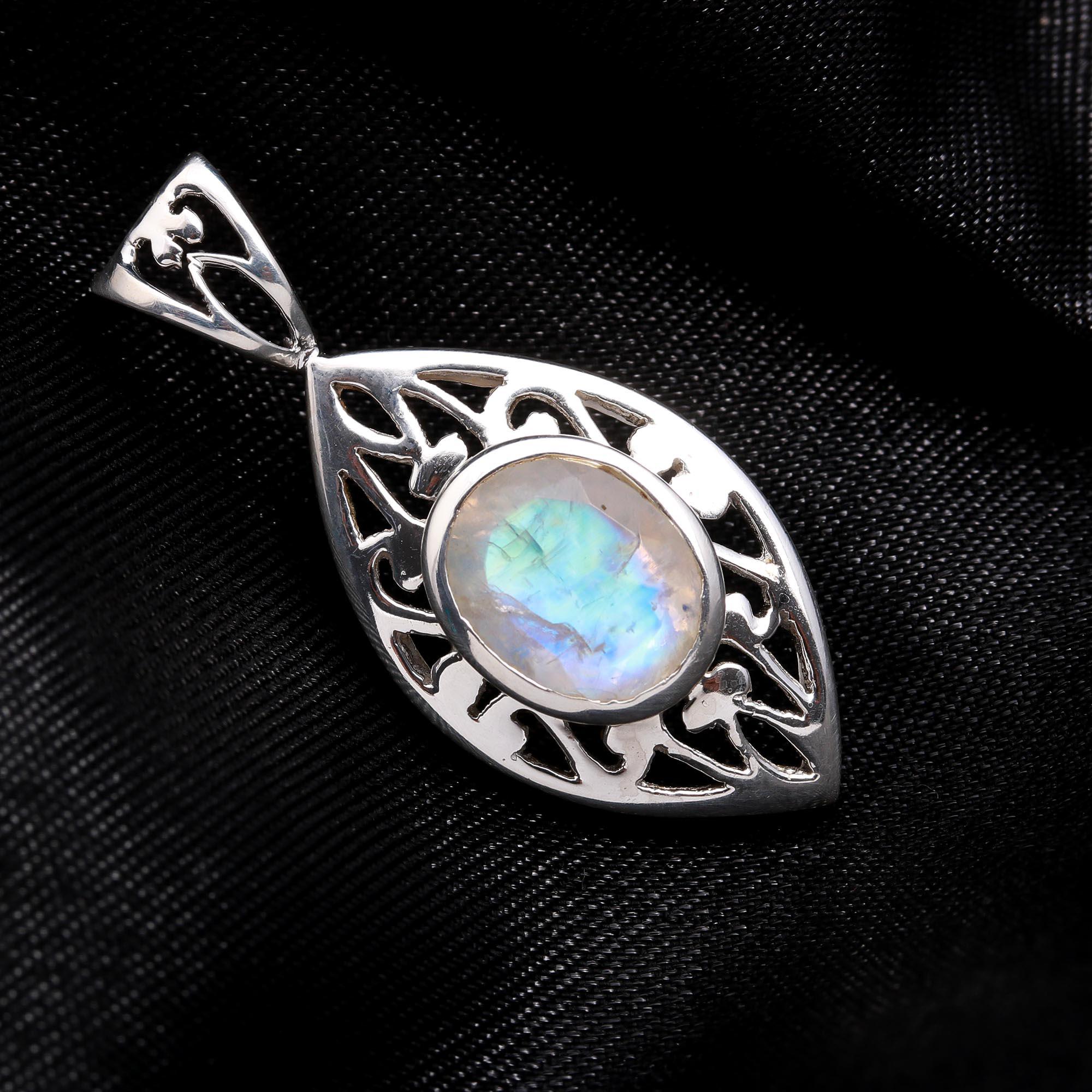 The Moonstone Lattice: Silver Filigree Statement Pendant