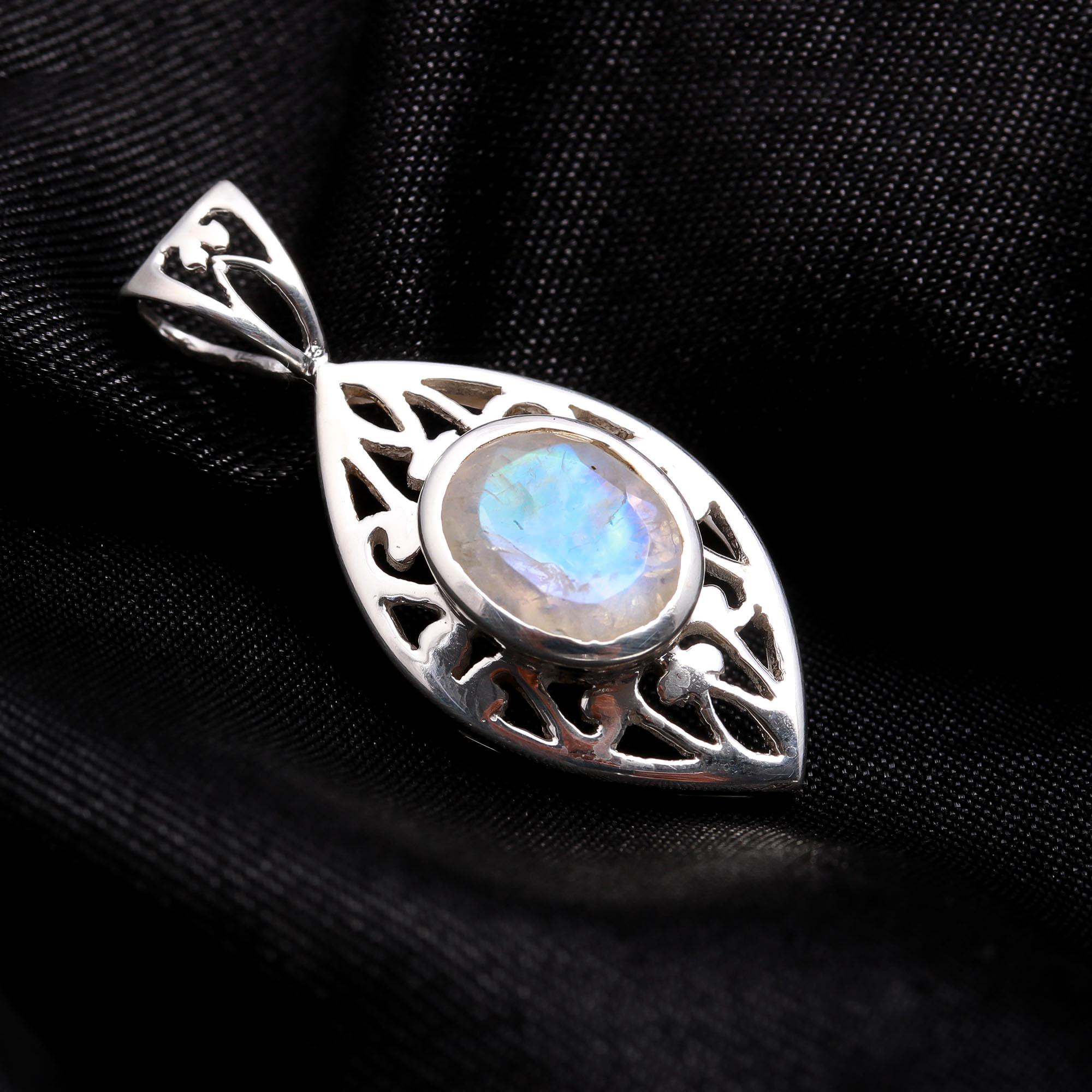 The Moonstone Lattice: Silver Filigree Statement Pendant