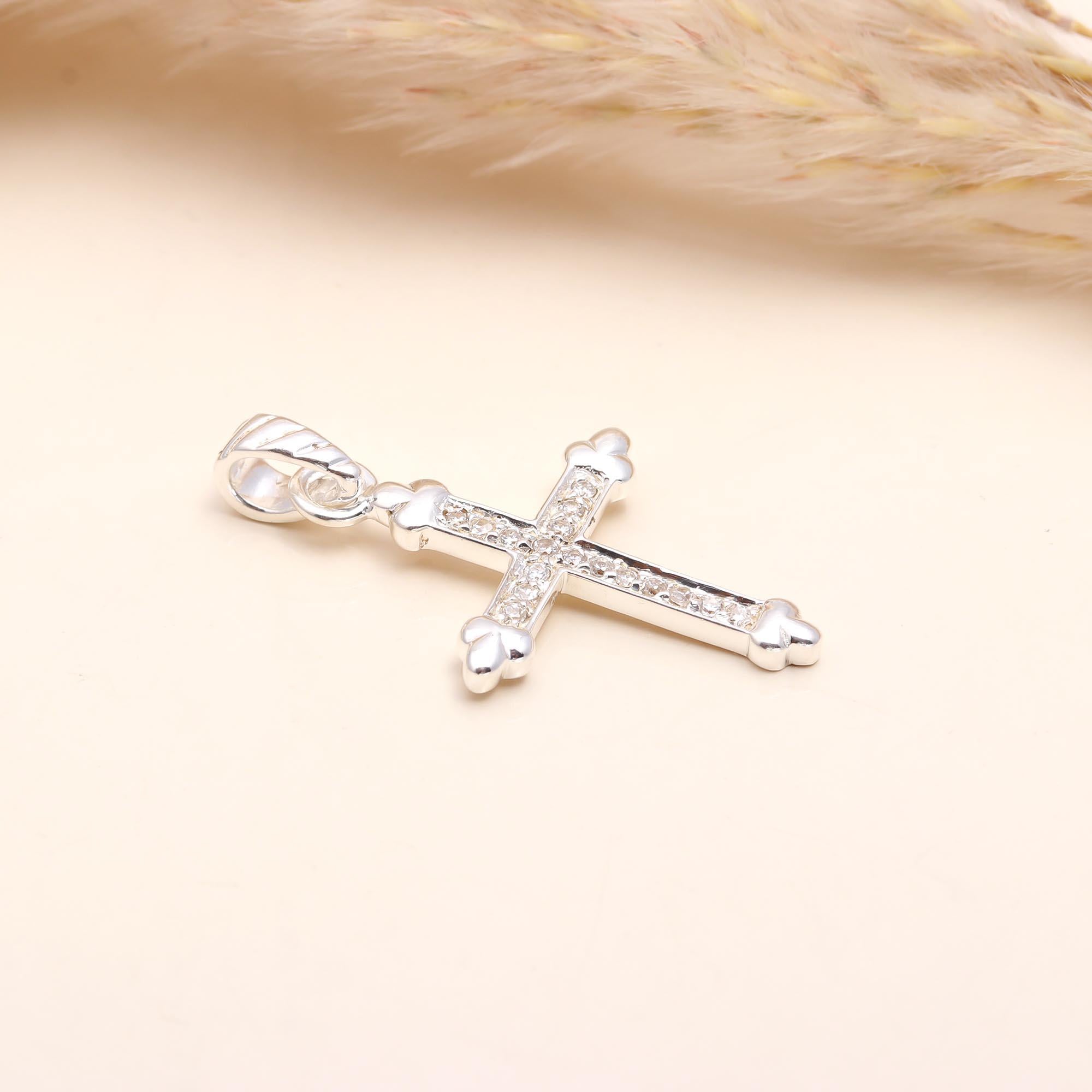 The Crystal Cross: Shimmering Pave Silver Faith Pendant