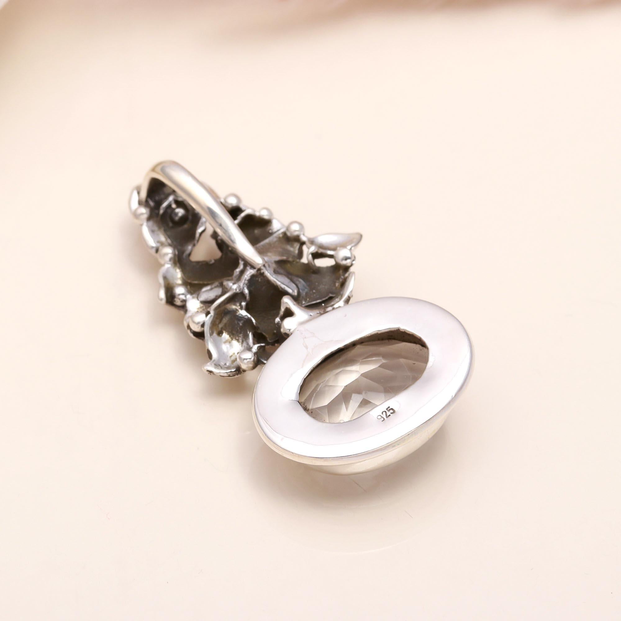 925 Silver Crystal Quartz Pendant