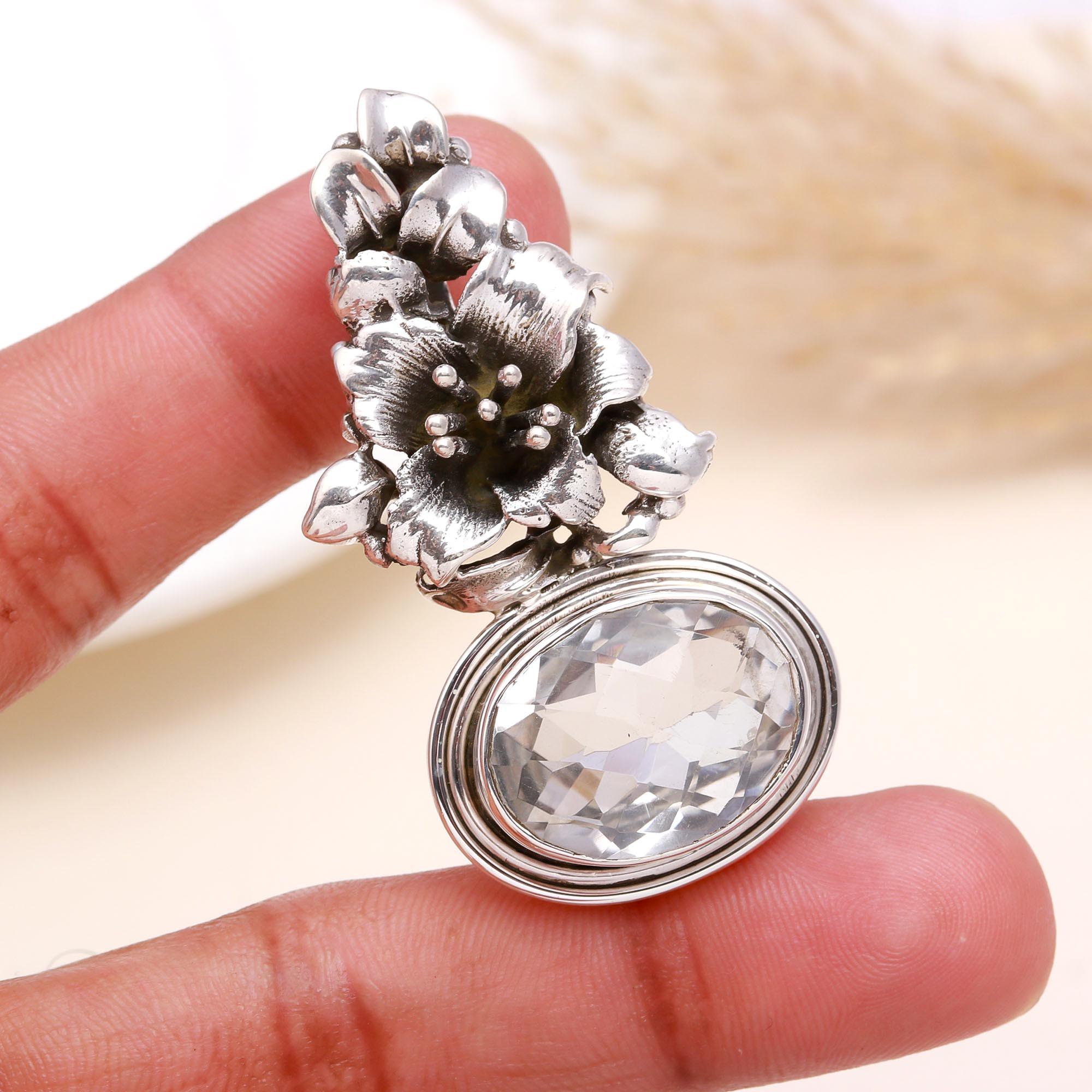 925 Silver Crystal Quartz Pendant